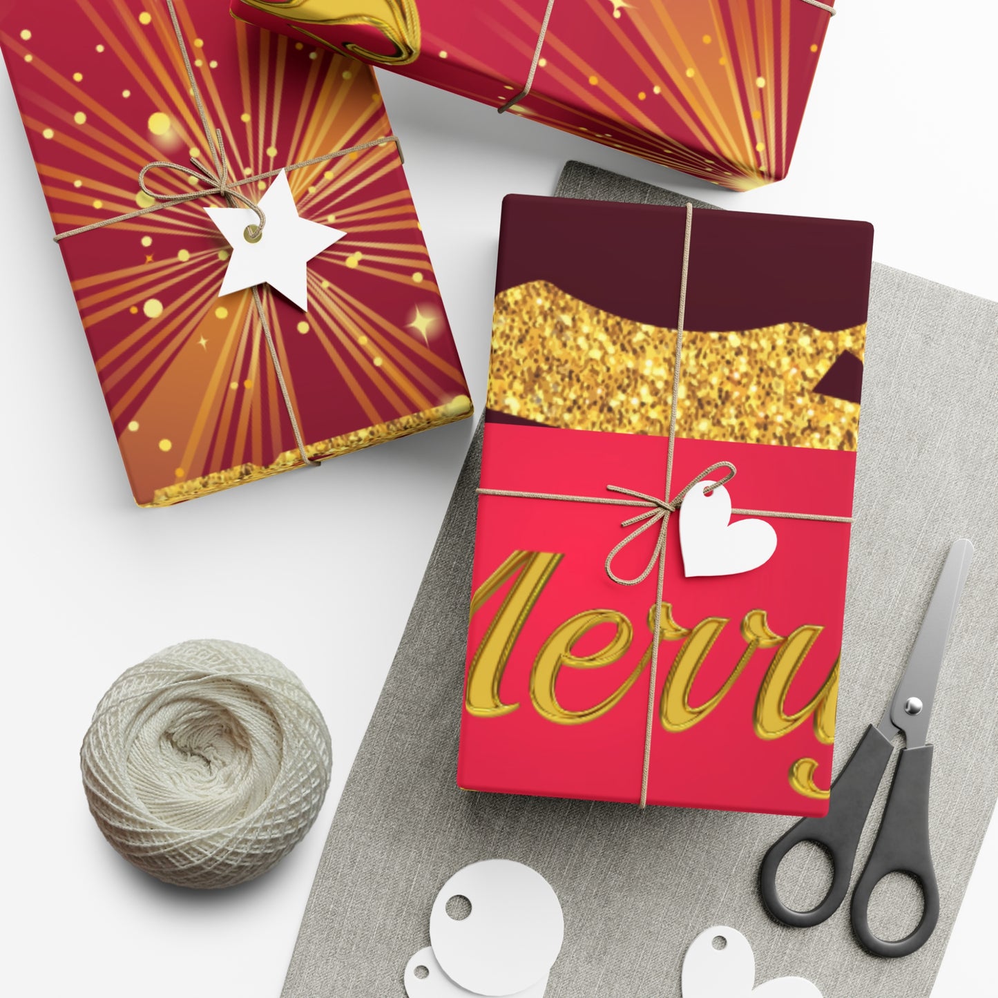 Maroon and Gold Running Deer Gift Wrap