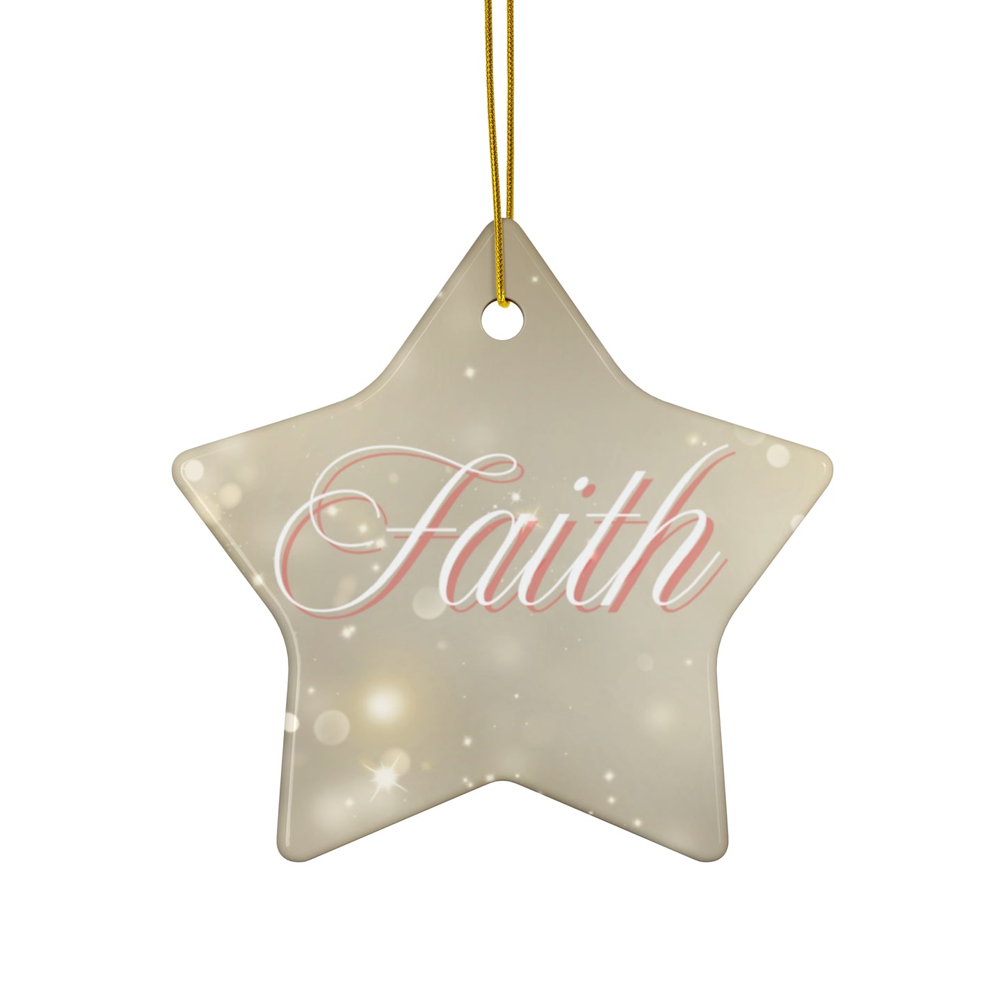 Christmas Ceramic Ornament - Faith with Marble and Gold Dust Background