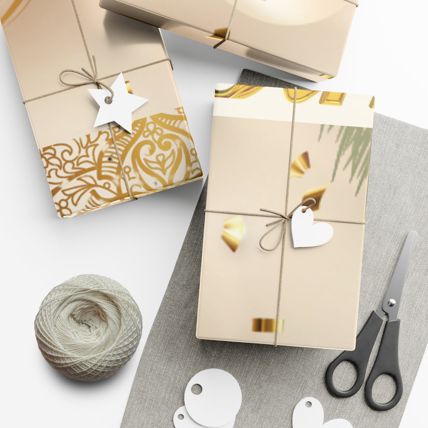 Gold and White Ornaments Gift Wrap Papers