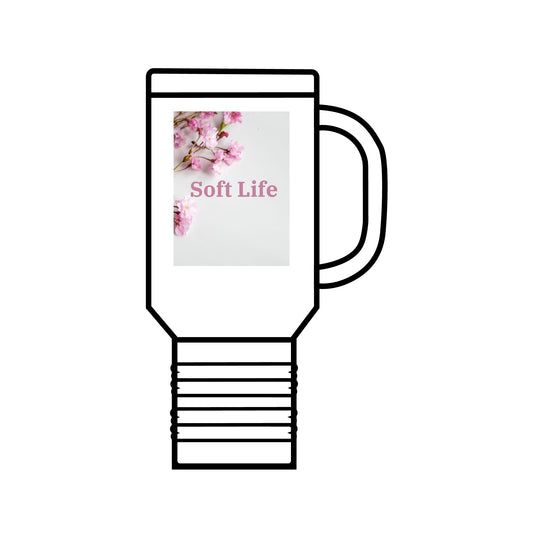 Floral "Soft Life", Insulated Travel Mug, 40oz