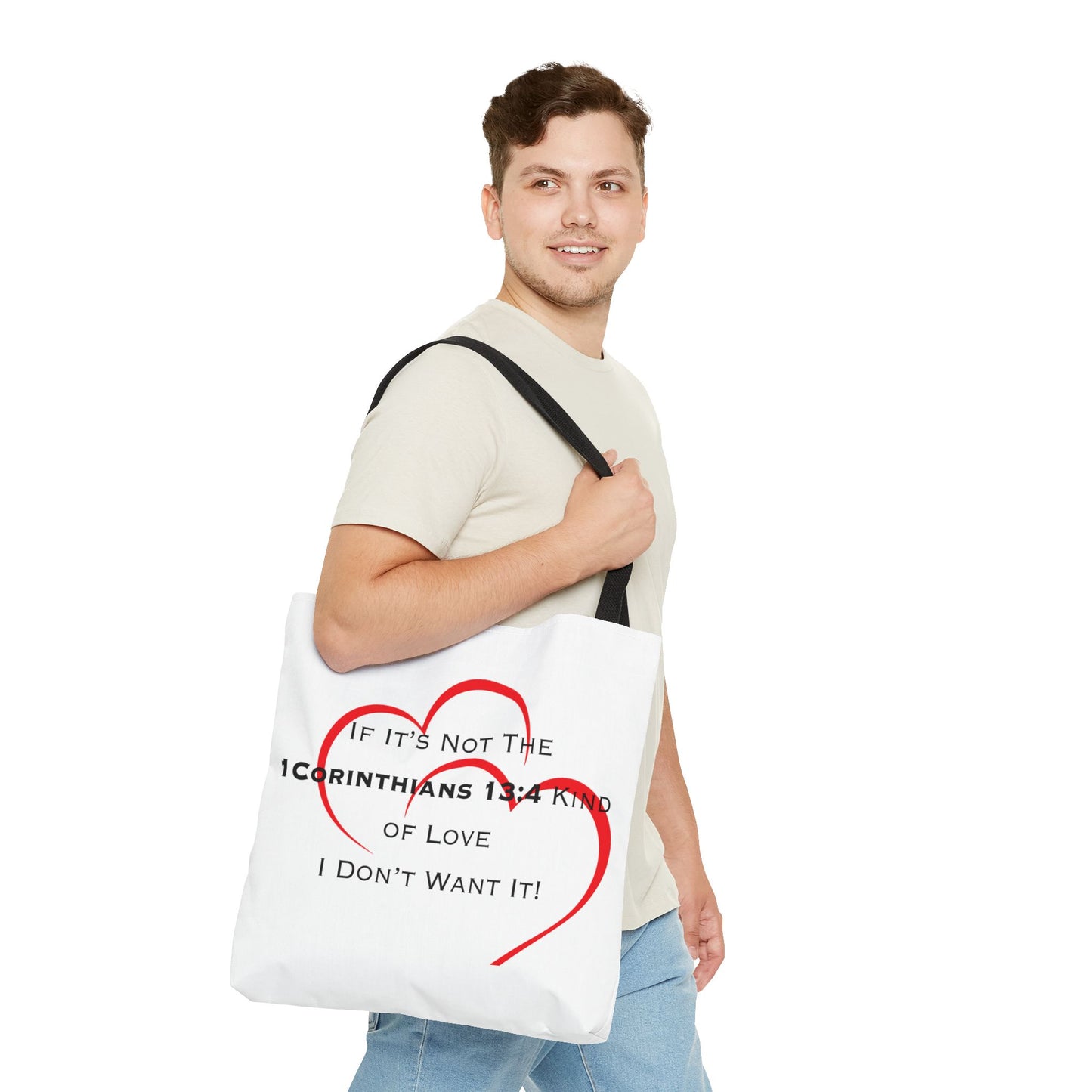 "1 Corinthians 13:4 Kind of Love", Tote Bag (AOP)