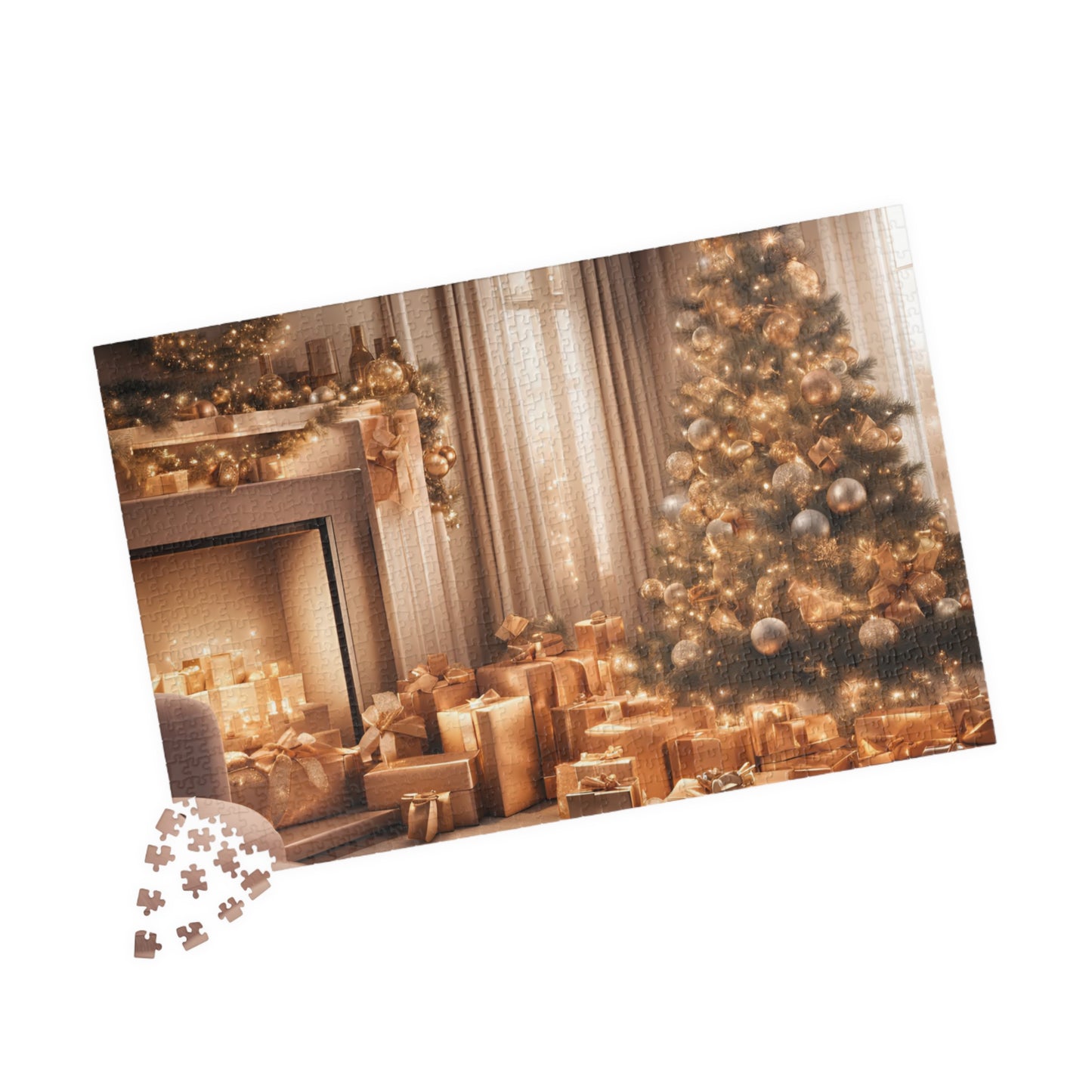 Luxurious Puzzle-Christmas by The Fireplace  (Glossy-500pcs or 1000 pcs)