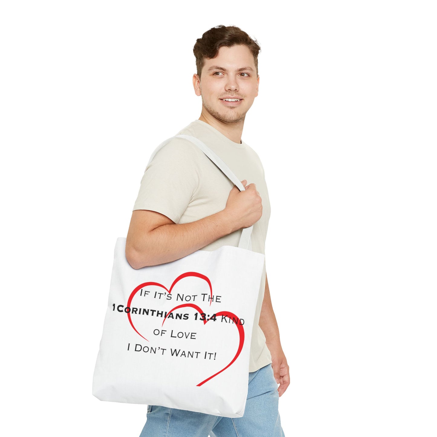 "1 Corinthians 13:4 Kind of Love", Tote Bag (AOP)