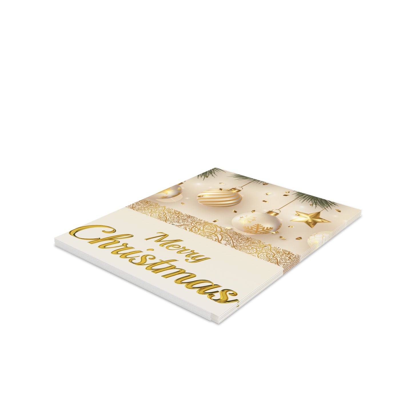 Elegant Gold & White Ornaments Christmas Greeting cards