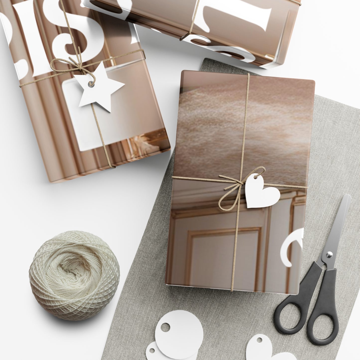 Gold and White Christmas Themed Decor Gift Wrap Papers