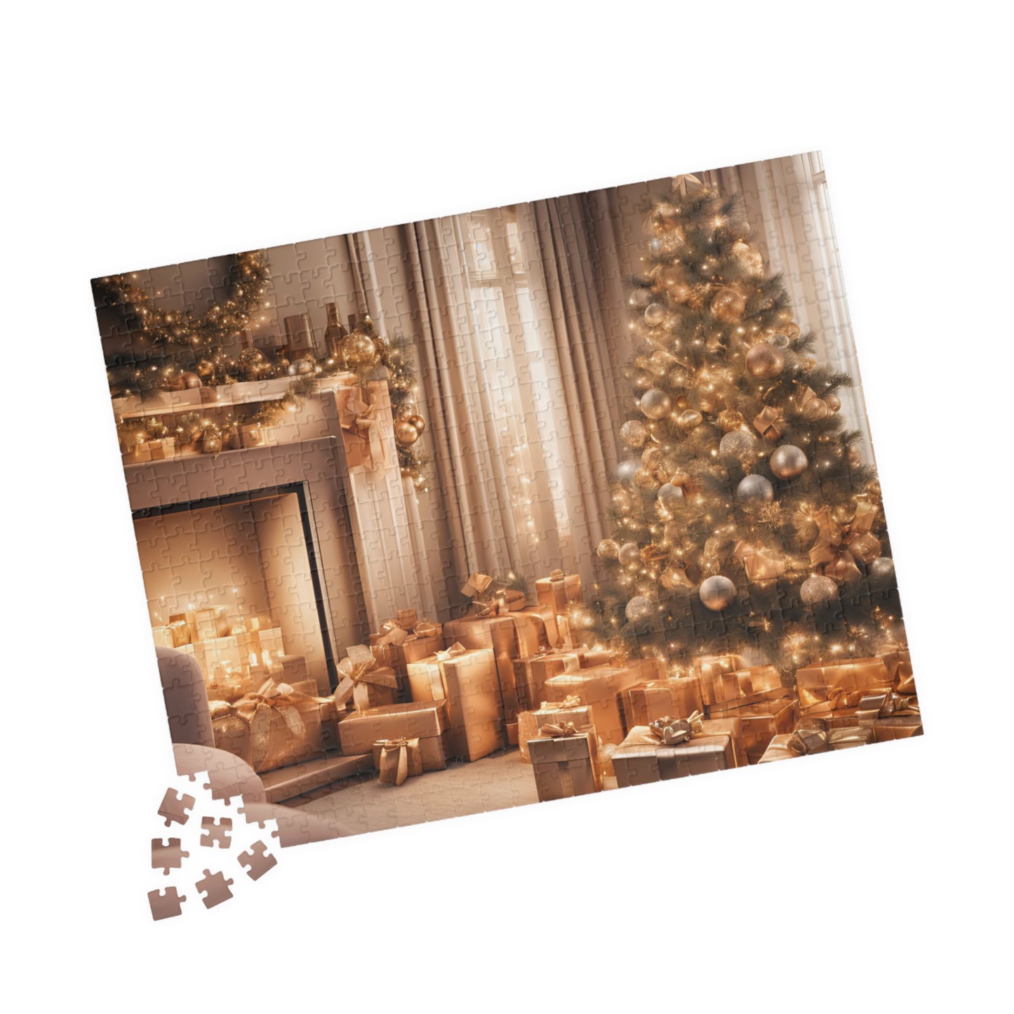 Luxurious Puzzle-Christmas by The Fireplace  (Glossy-500pcs or 1000 pcs)