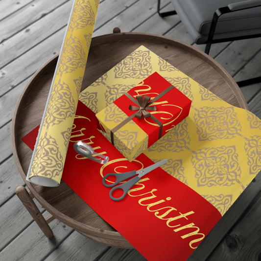 Gold Triangles and Maroon Christmas Gift Wrap