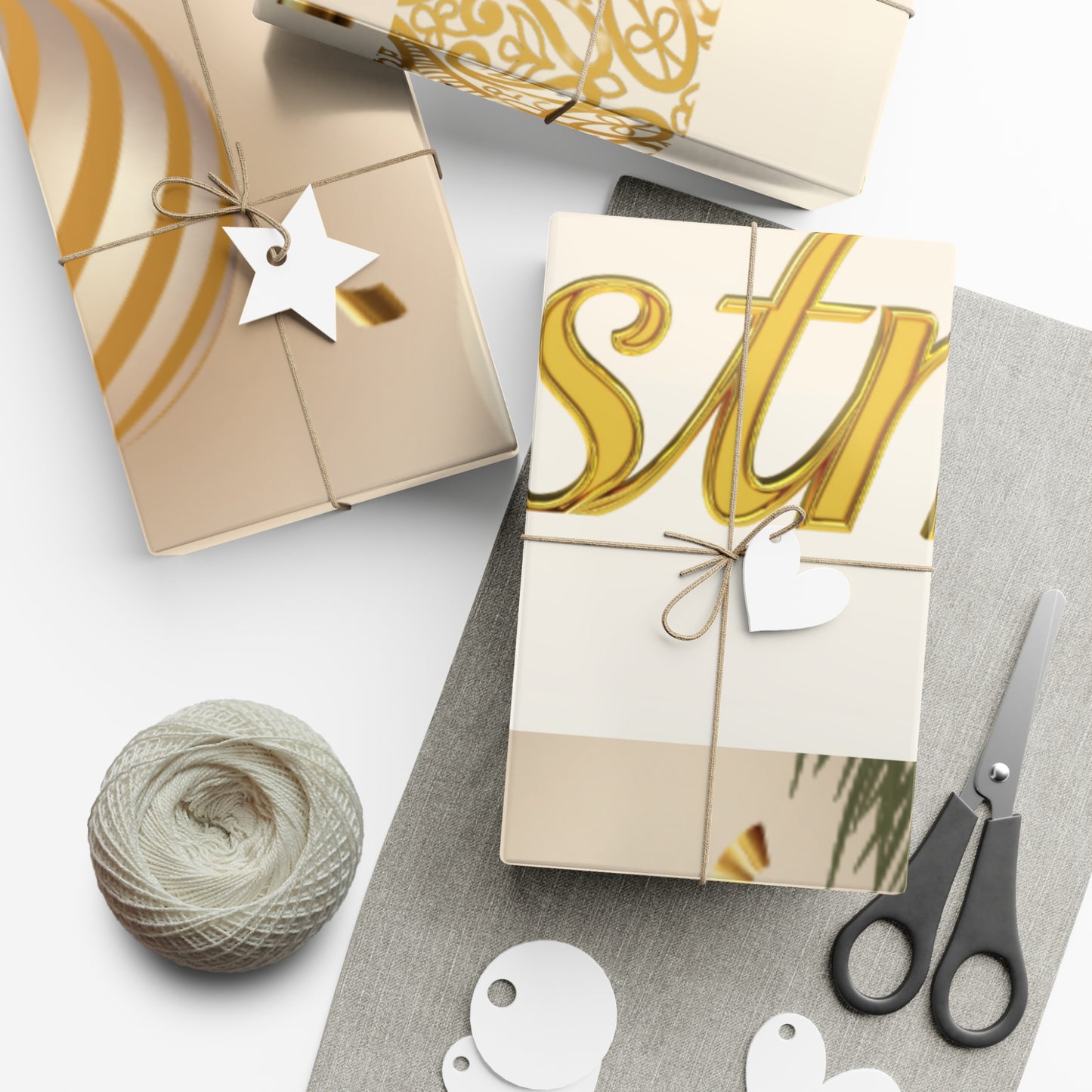 Gold and White Ornaments Gift Wrap Papers