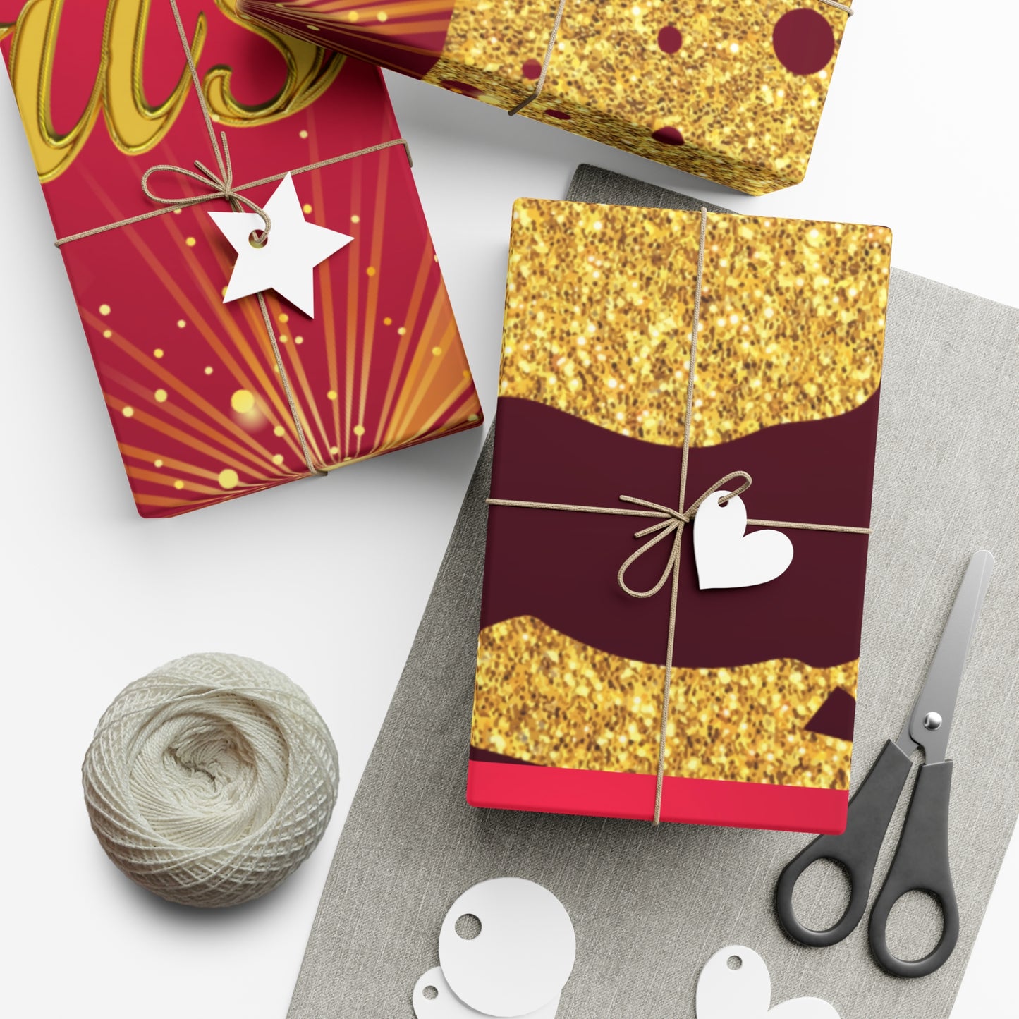 Maroon and Gold Running Deer Gift Wrap