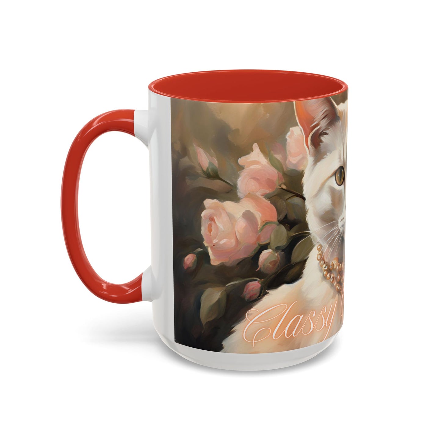 "Classy Cat Mom" Accent Coffee Mug (11, 15oz)