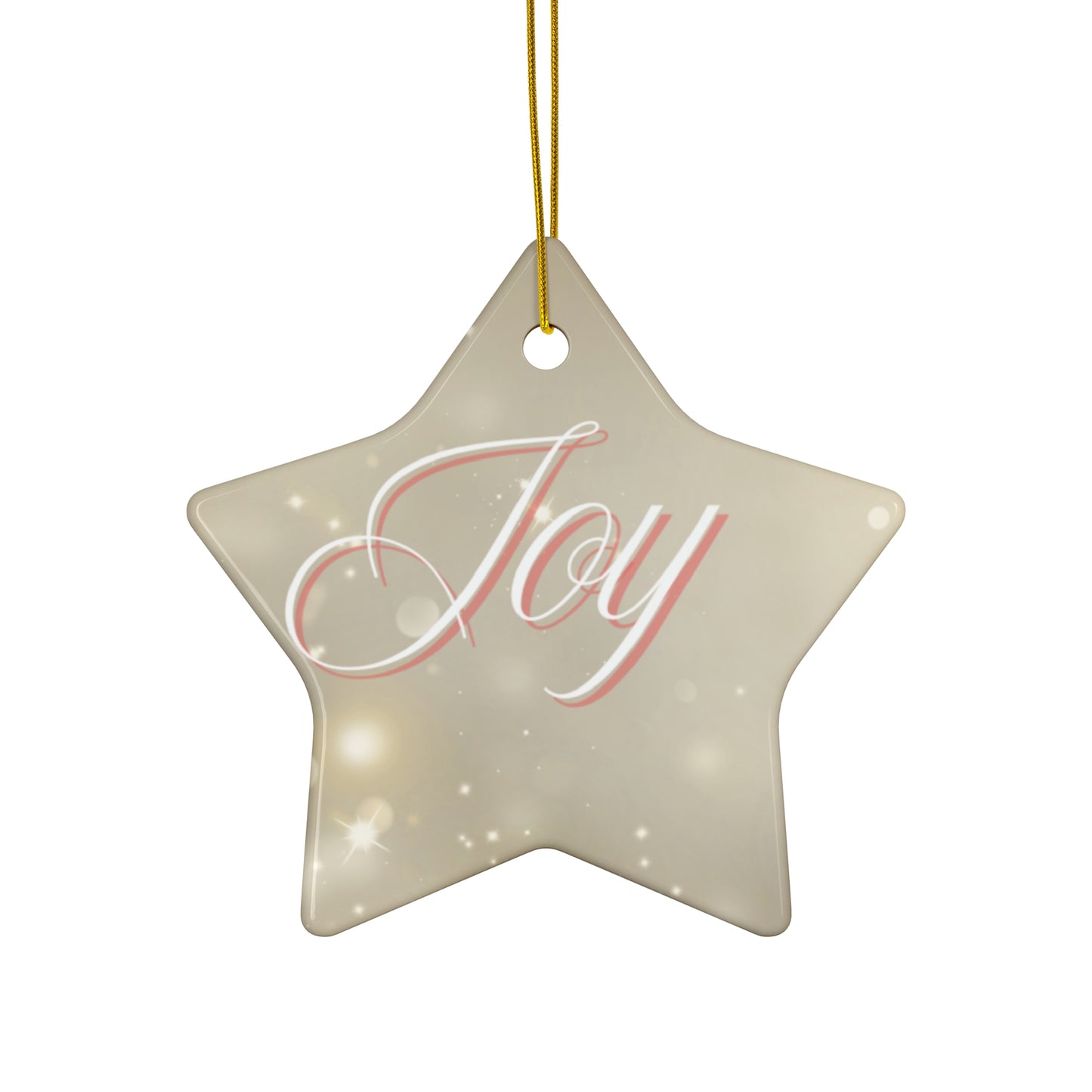 Christmas Ceramic Ornament - Joy with Marble and Gold Dust Background, 4 Shapes