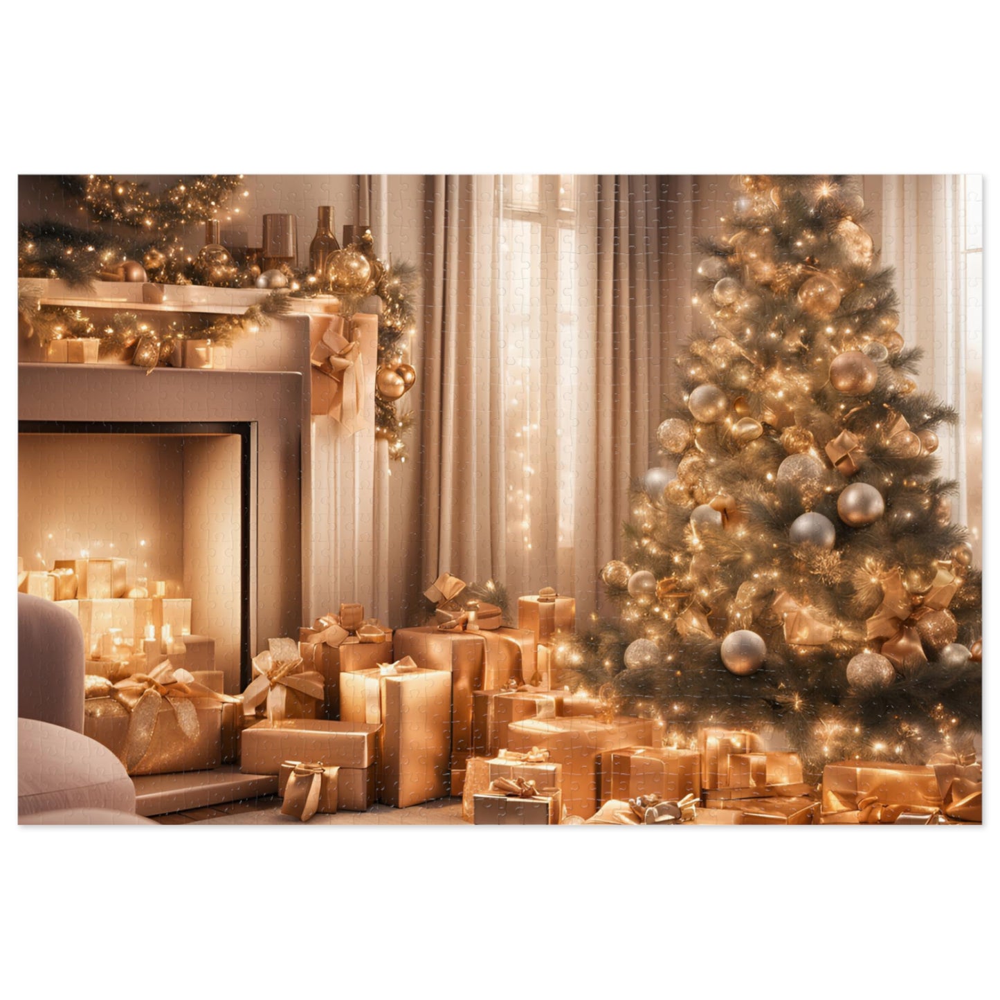 Luxurious Puzzle-Christmas by The Fireplace (Satin-500 pcs or 1000 pcs)