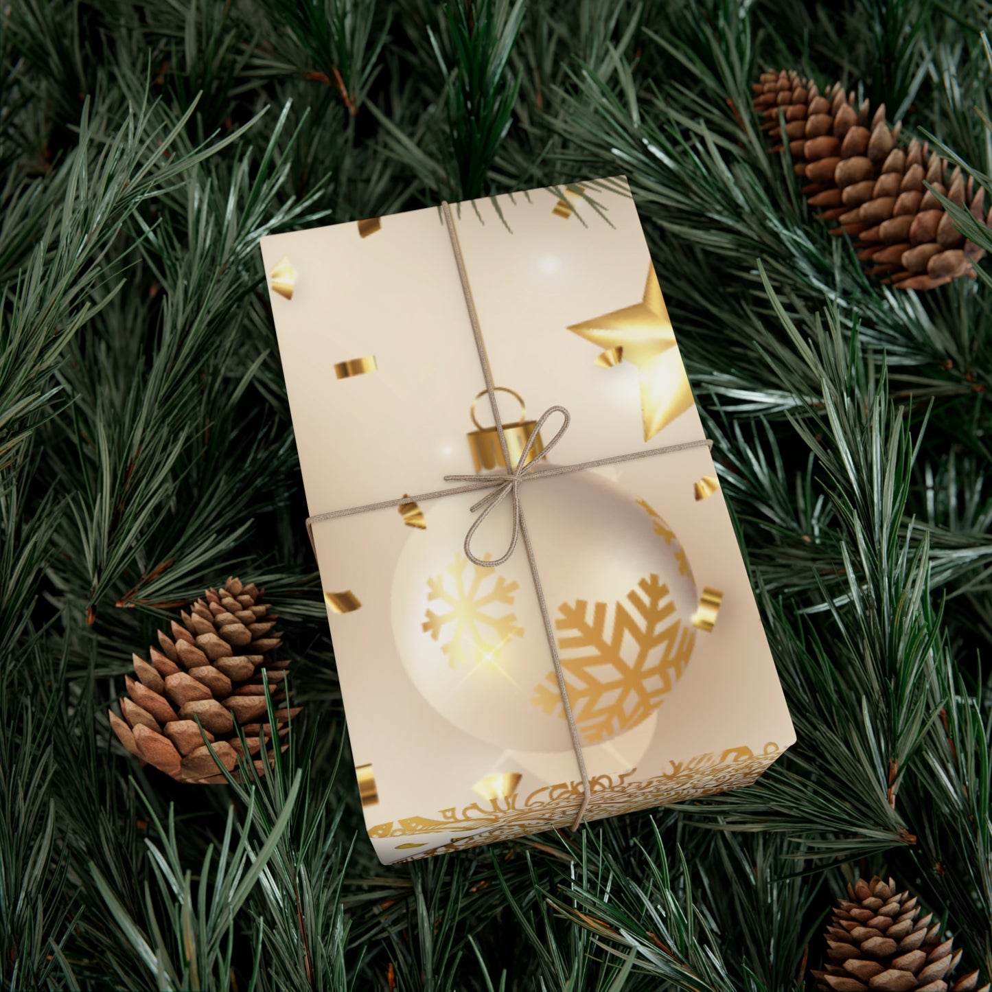 Gold and White Ornaments Gift Wrap Papers