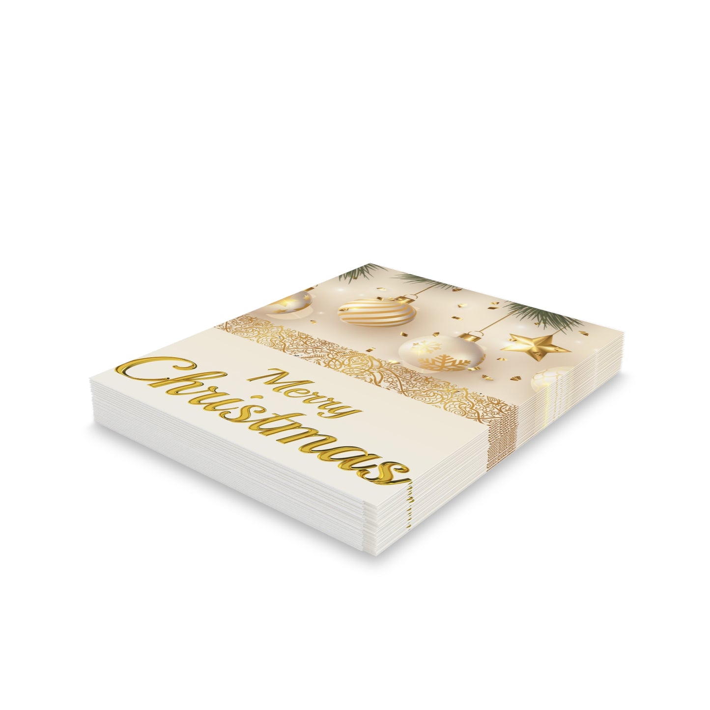 Elegant Gold & White Ornaments Christmas Greeting cards