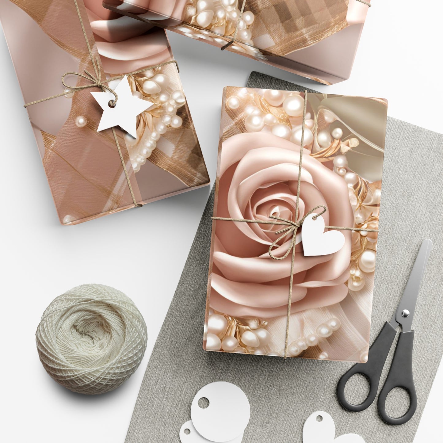 Rose Gold and Pearls Gift Wrap Paper