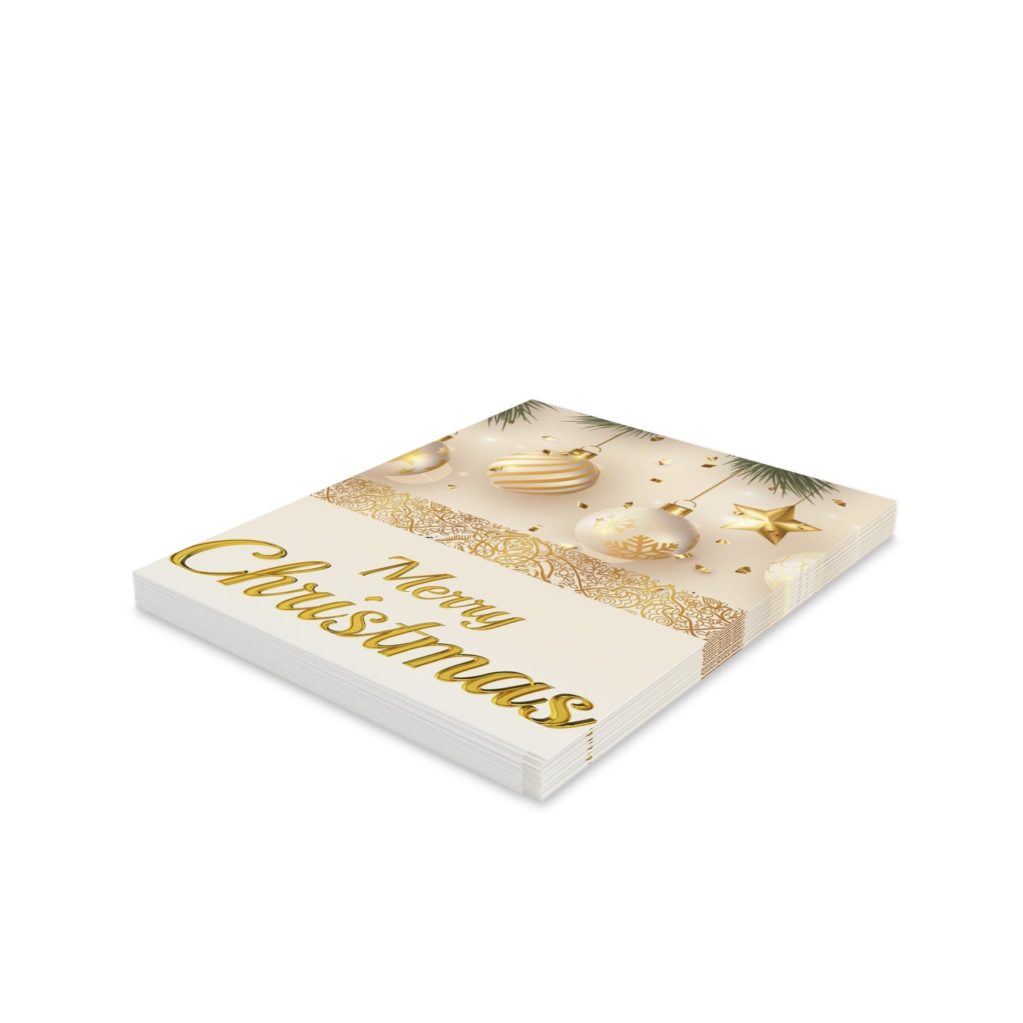 Elegant Gold & White Ornaments Christmas Greeting cards