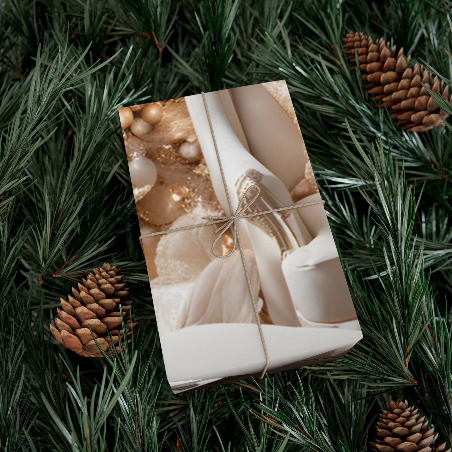 Gold and White Christmas Themed Decor Gift Wrap Papers