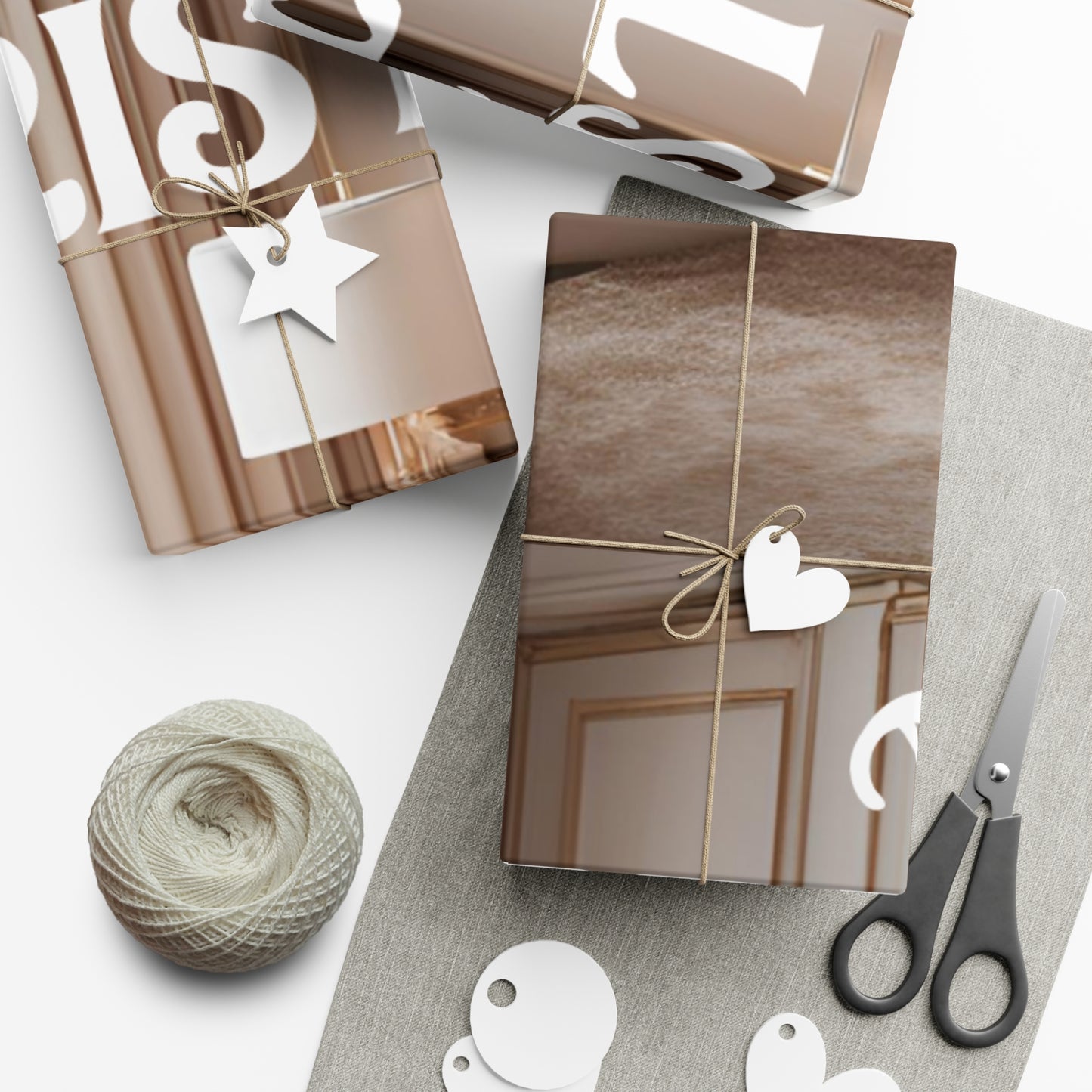 Gold and White Christmas Themed Decor Gift Wrap Papers