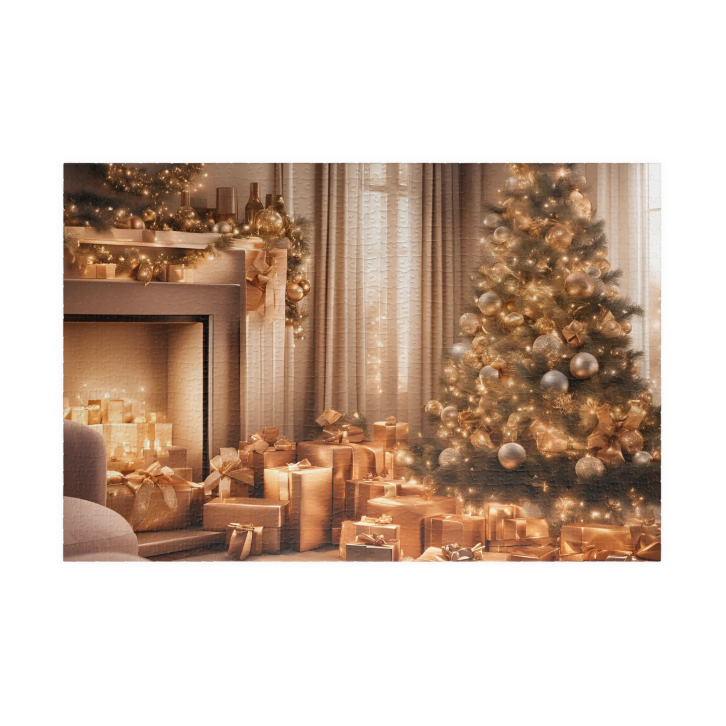 Luxurious Puzzle-Christmas by The Fireplace  (Glossy-500pcs or 1000 pcs)