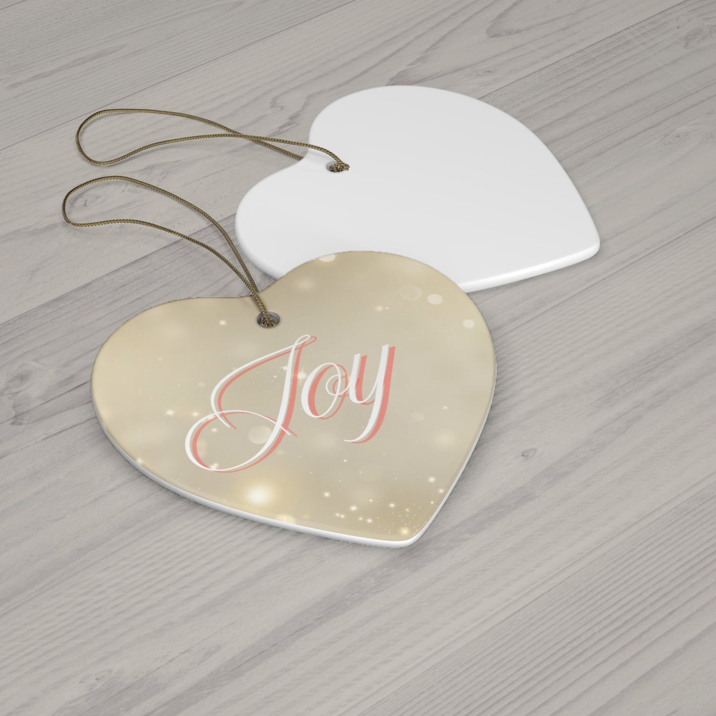 Christmas Ceramic Ornament - Joy with Marble and Gold Dust Background, 4 Shapes