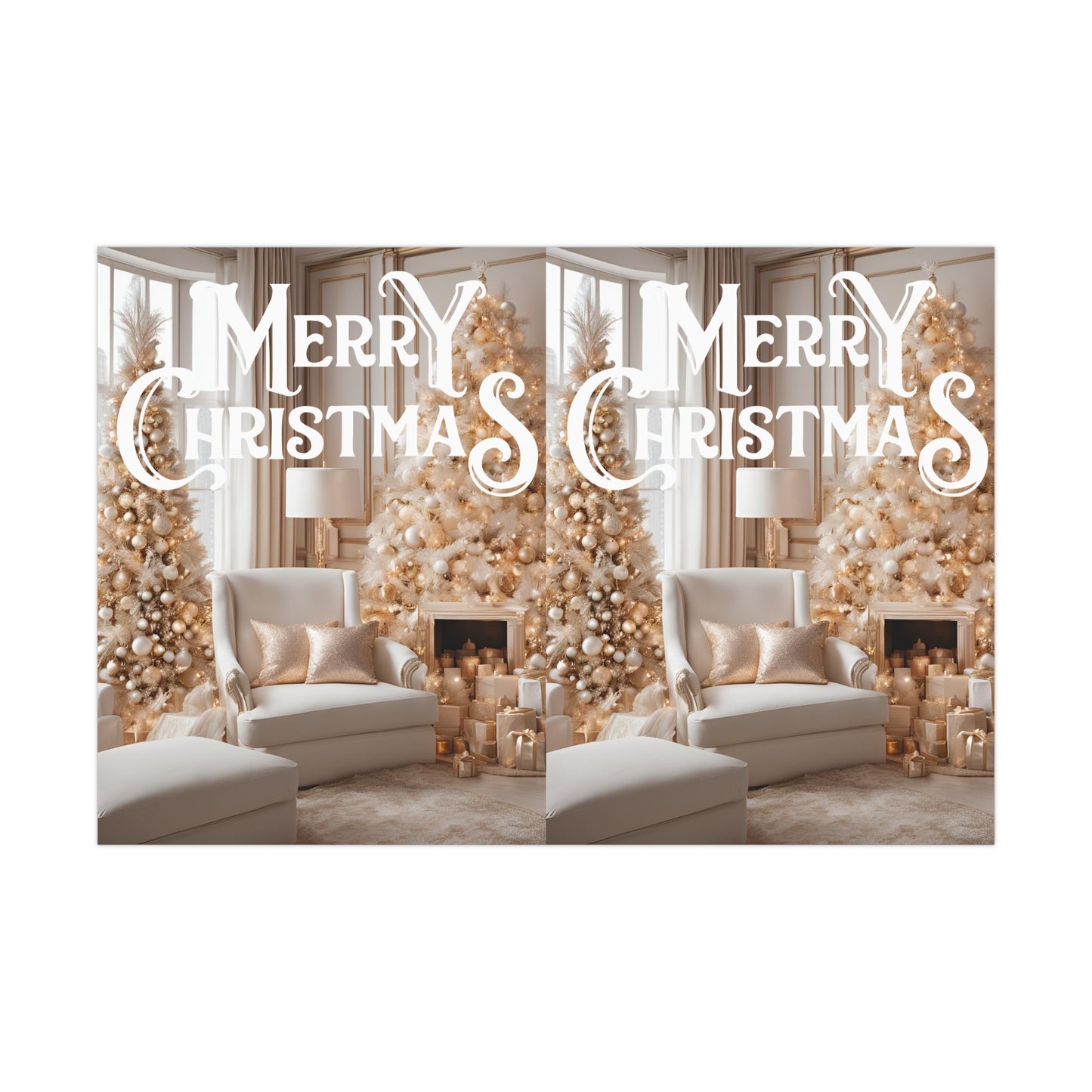 Gold and White Christmas Themed Decor Gift Wrap Papers