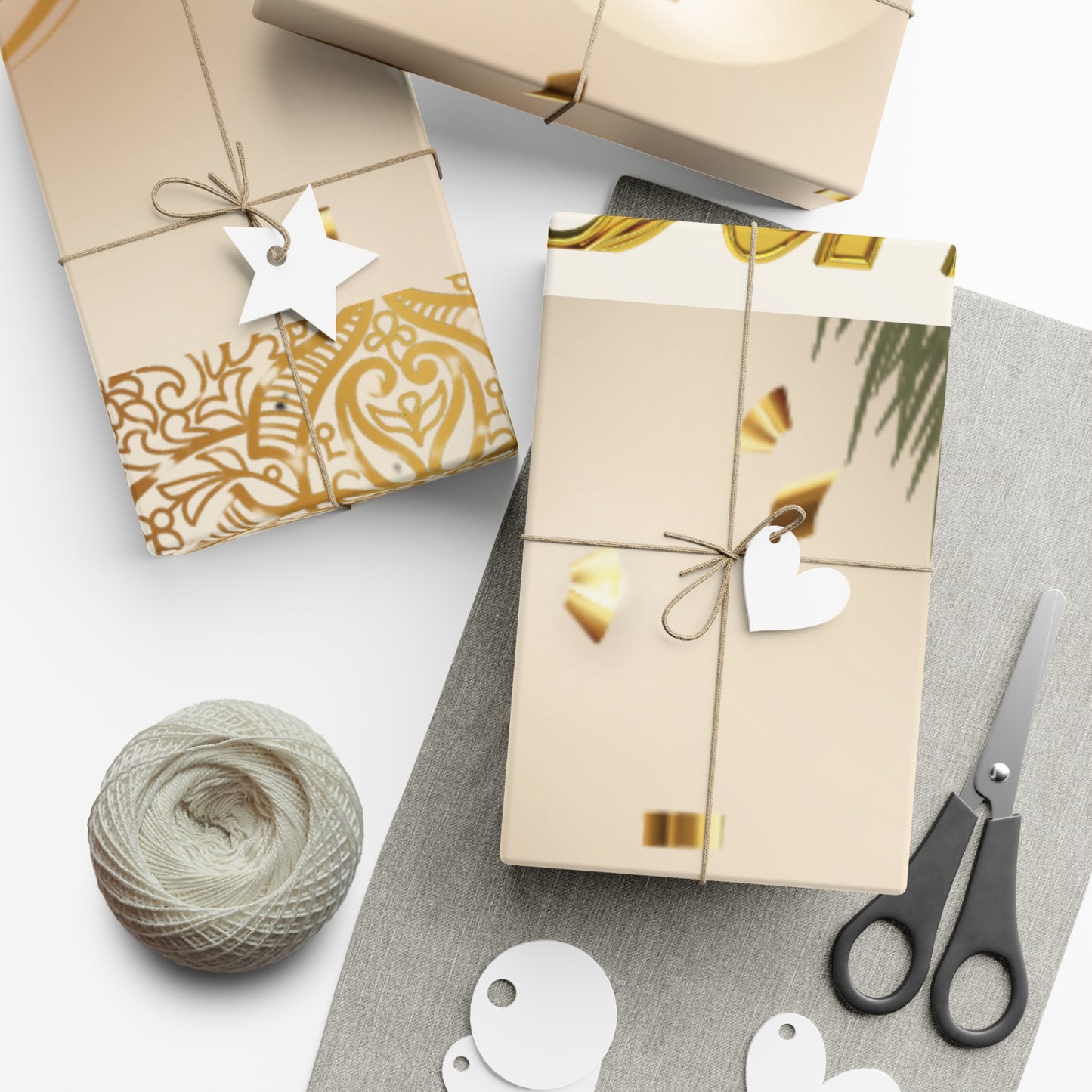 Gold and White Ornaments Gift Wrap Papers