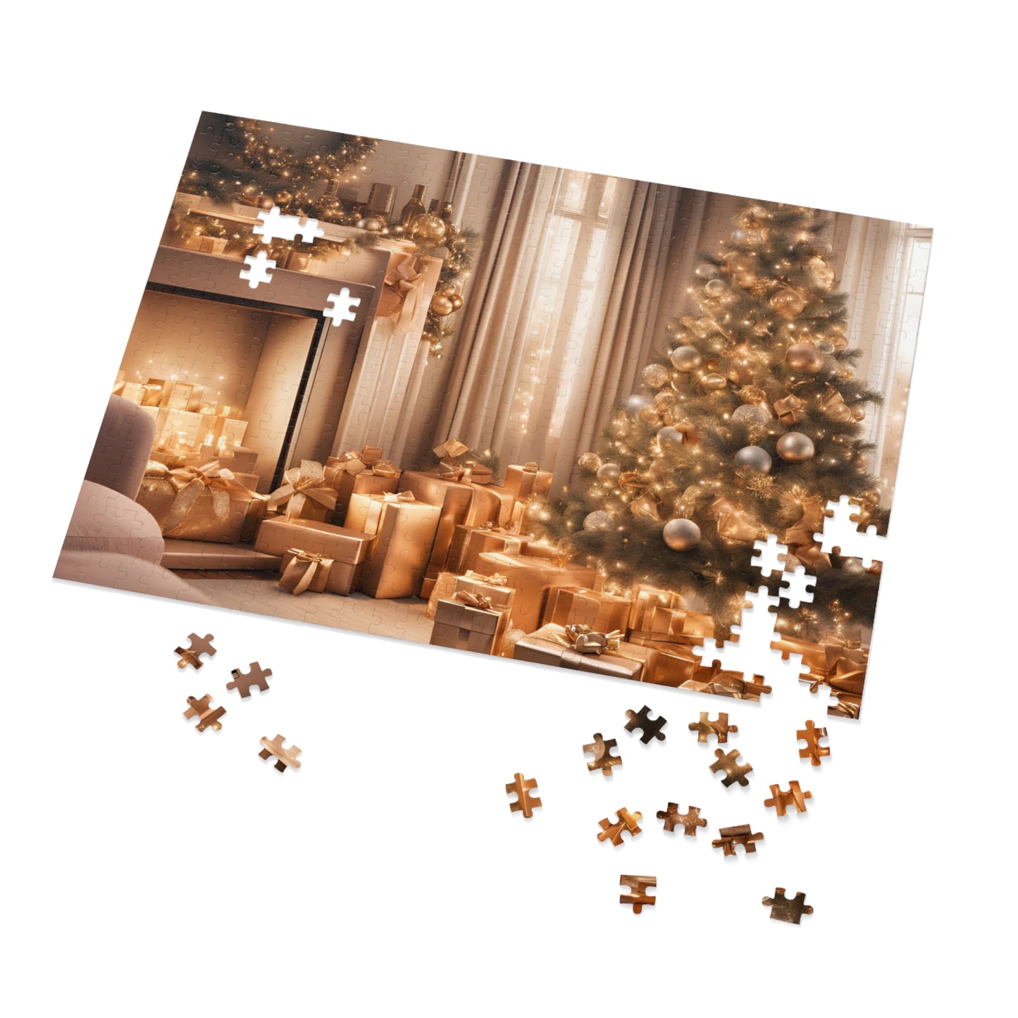 Luxurious Puzzle-Christmas by The Fireplace (Satin-500 pcs or 1000 pcs)