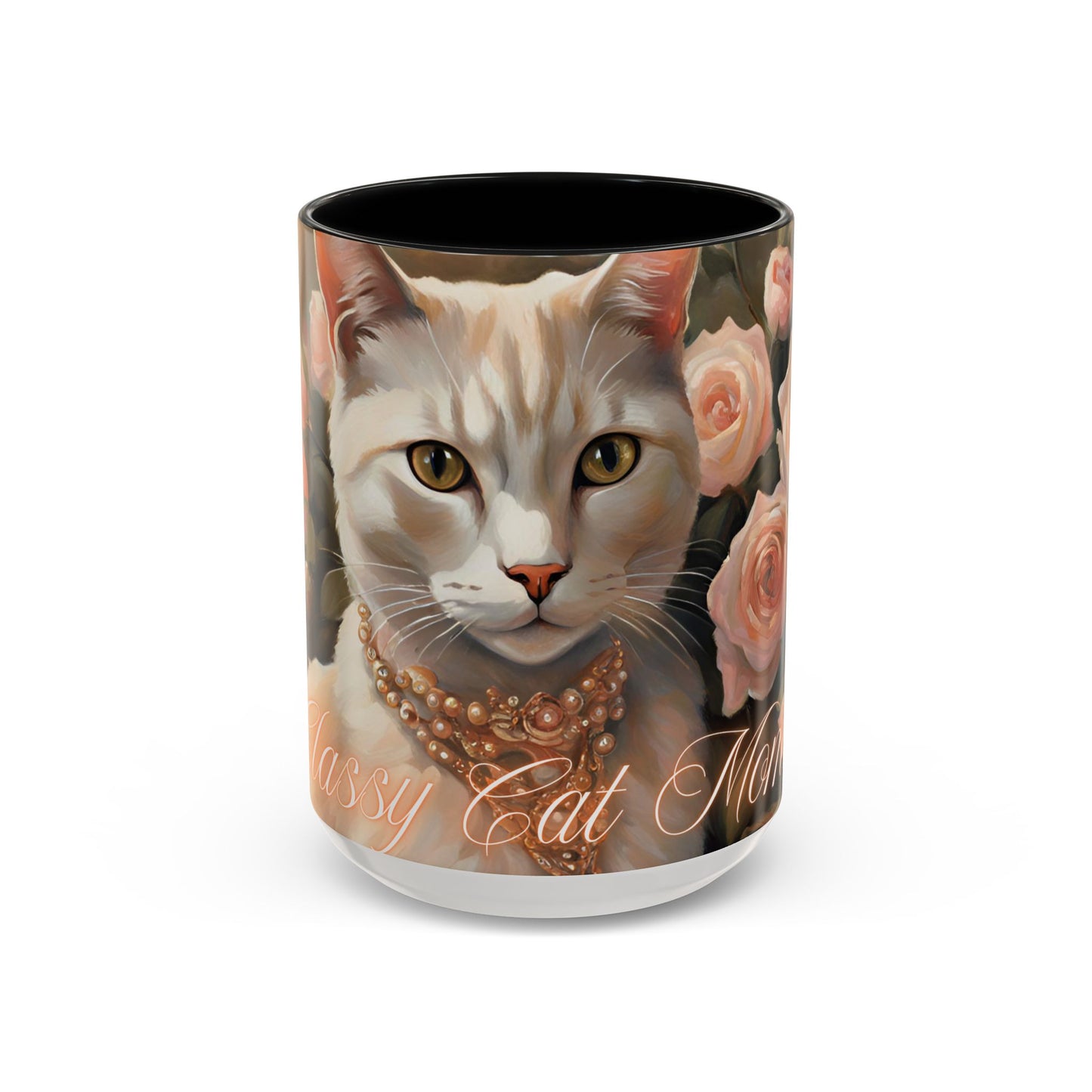 "Classy Cat Mom" Accent Coffee Mug (11, 15oz)