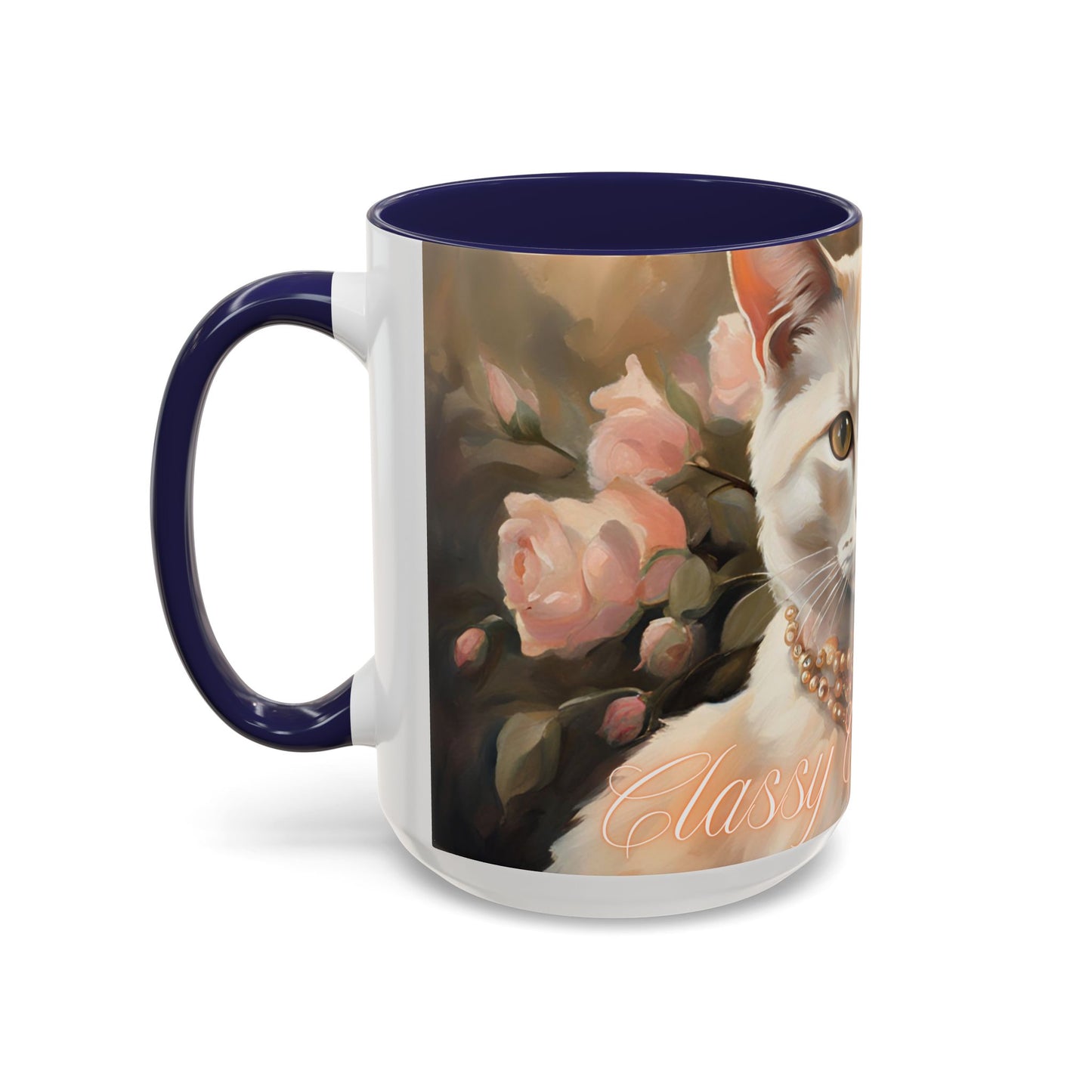 "Classy Cat Mom" Accent Coffee Mug (11, 15oz)