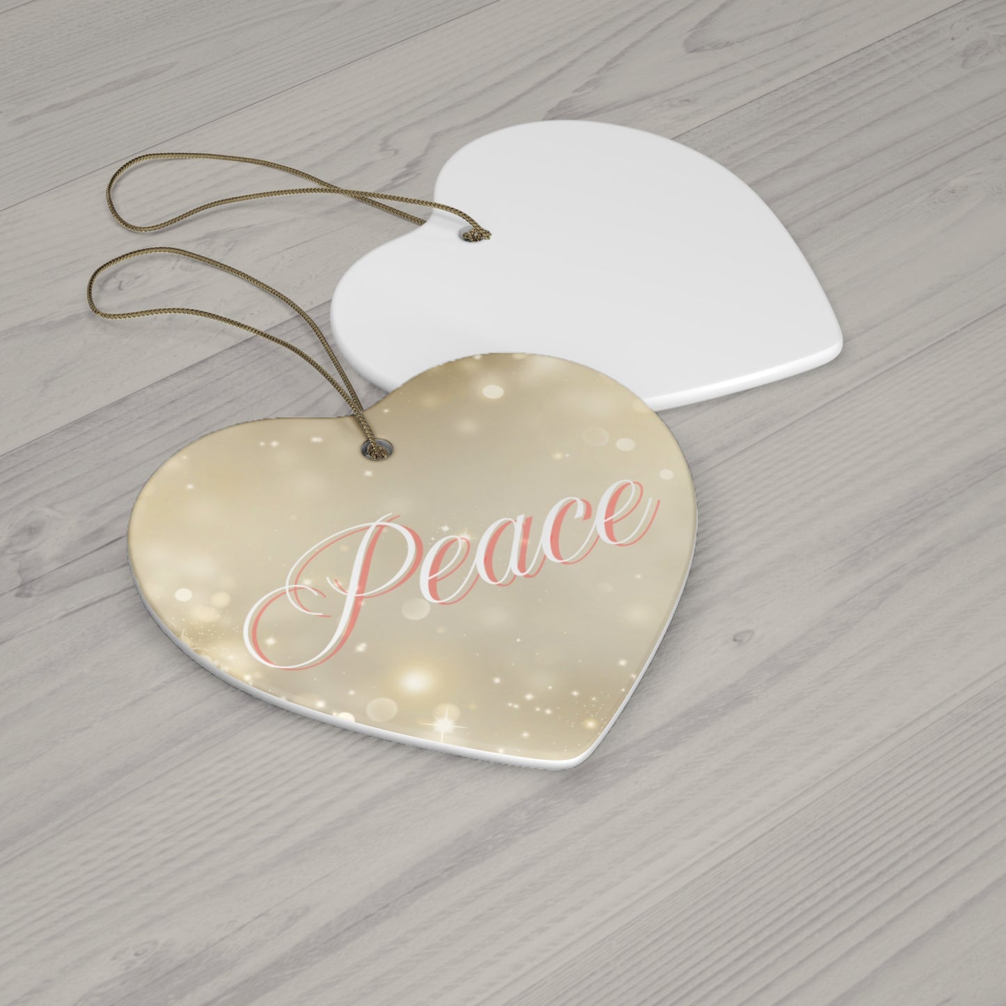 Christmas Ceramic Ornament, 4 Shapes - Peaceful Marble and Gold Dust Design