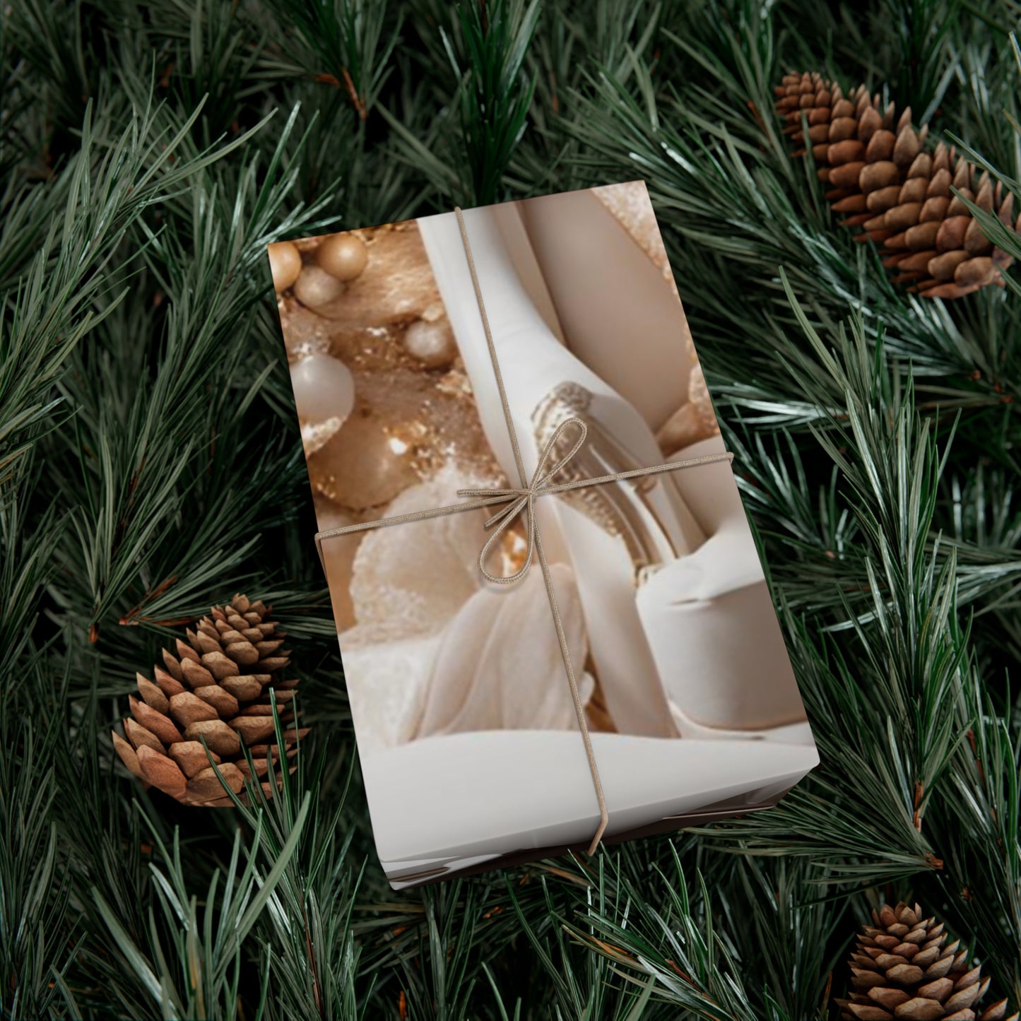 Gold and White Christmas Themed Decor Gift Wrap Papers