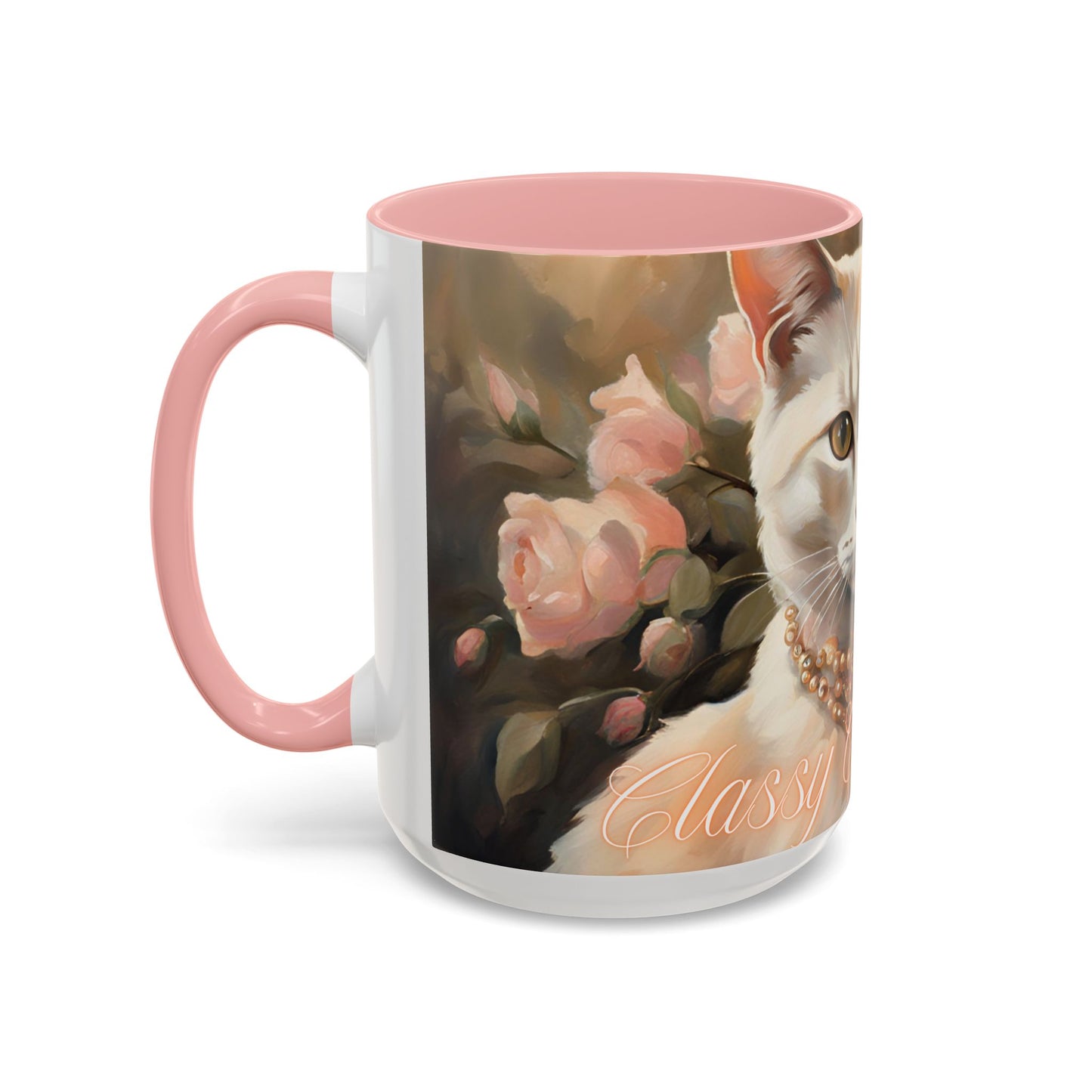 "Classy Cat Mom" Accent Coffee Mug (11, 15oz)