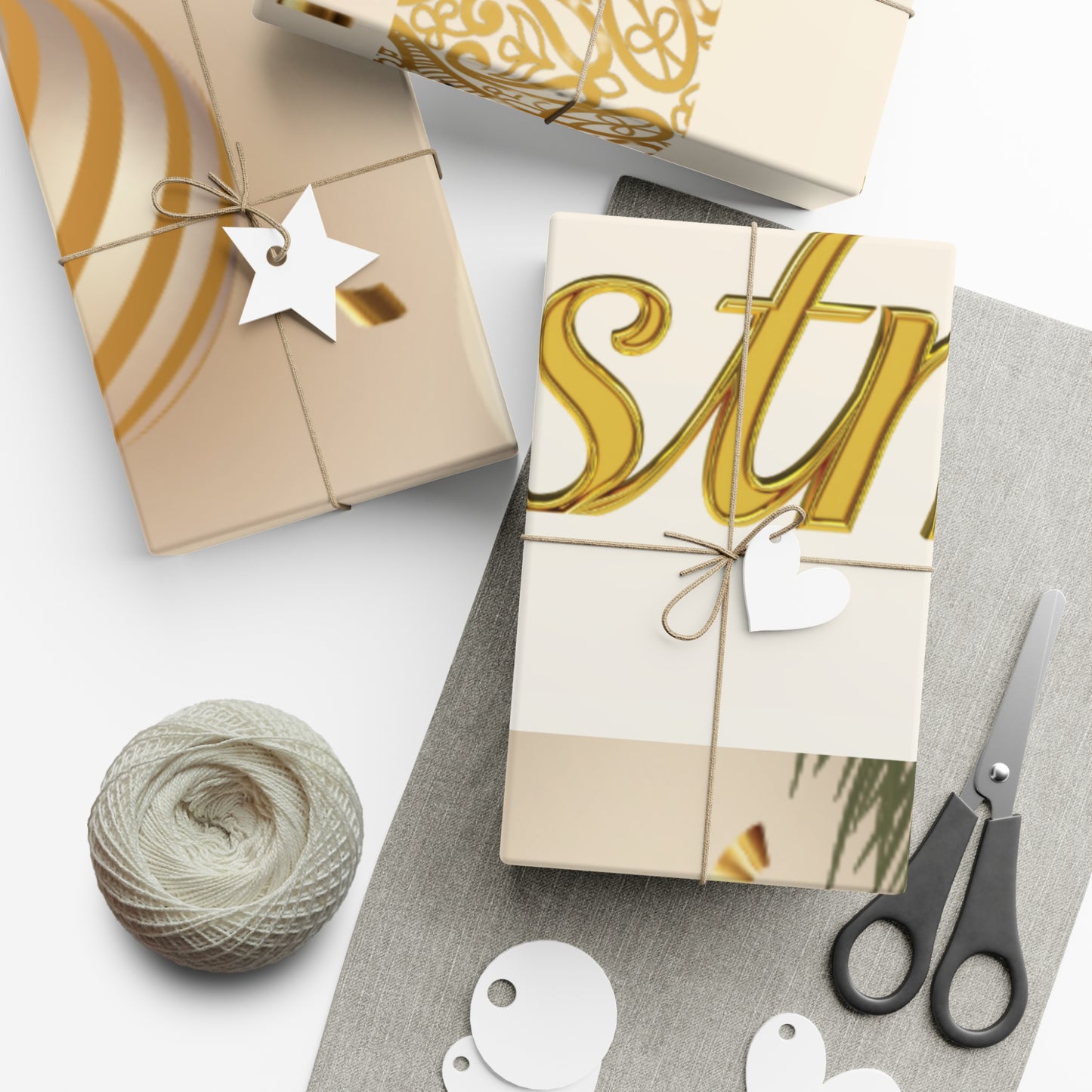 Gold and White Ornaments Gift Wrap Papers