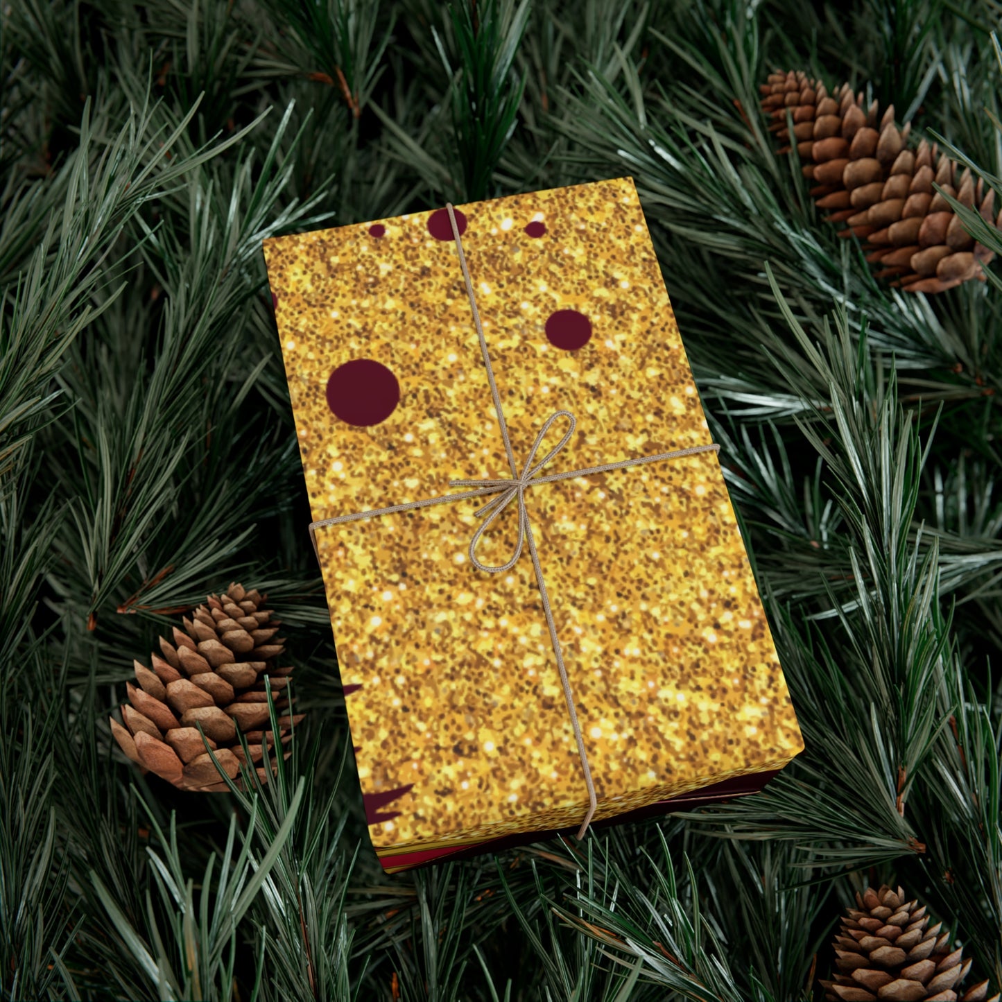 Maroon and Gold Running Deer Gift Wrap