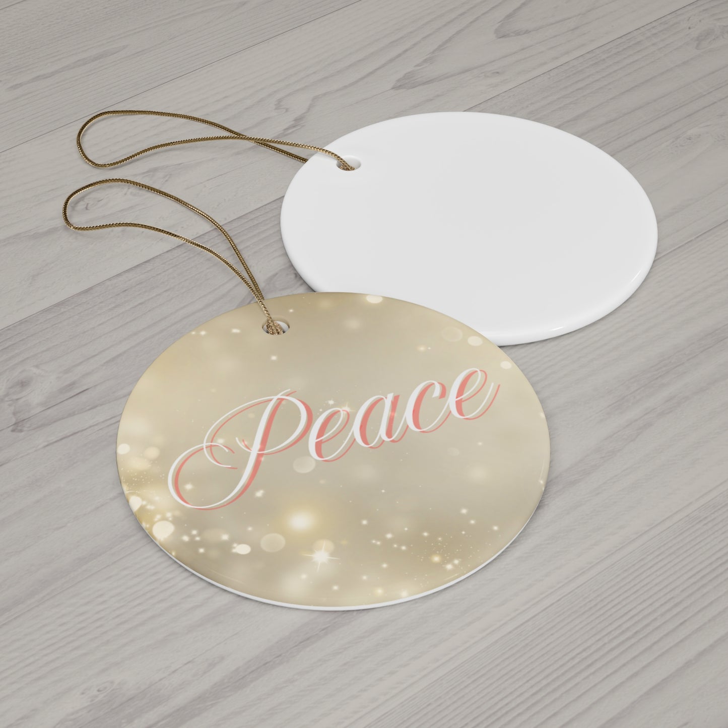 Christmas Ceramic Ornament, 4 Shapes - Peaceful Marble and Gold Dust Design