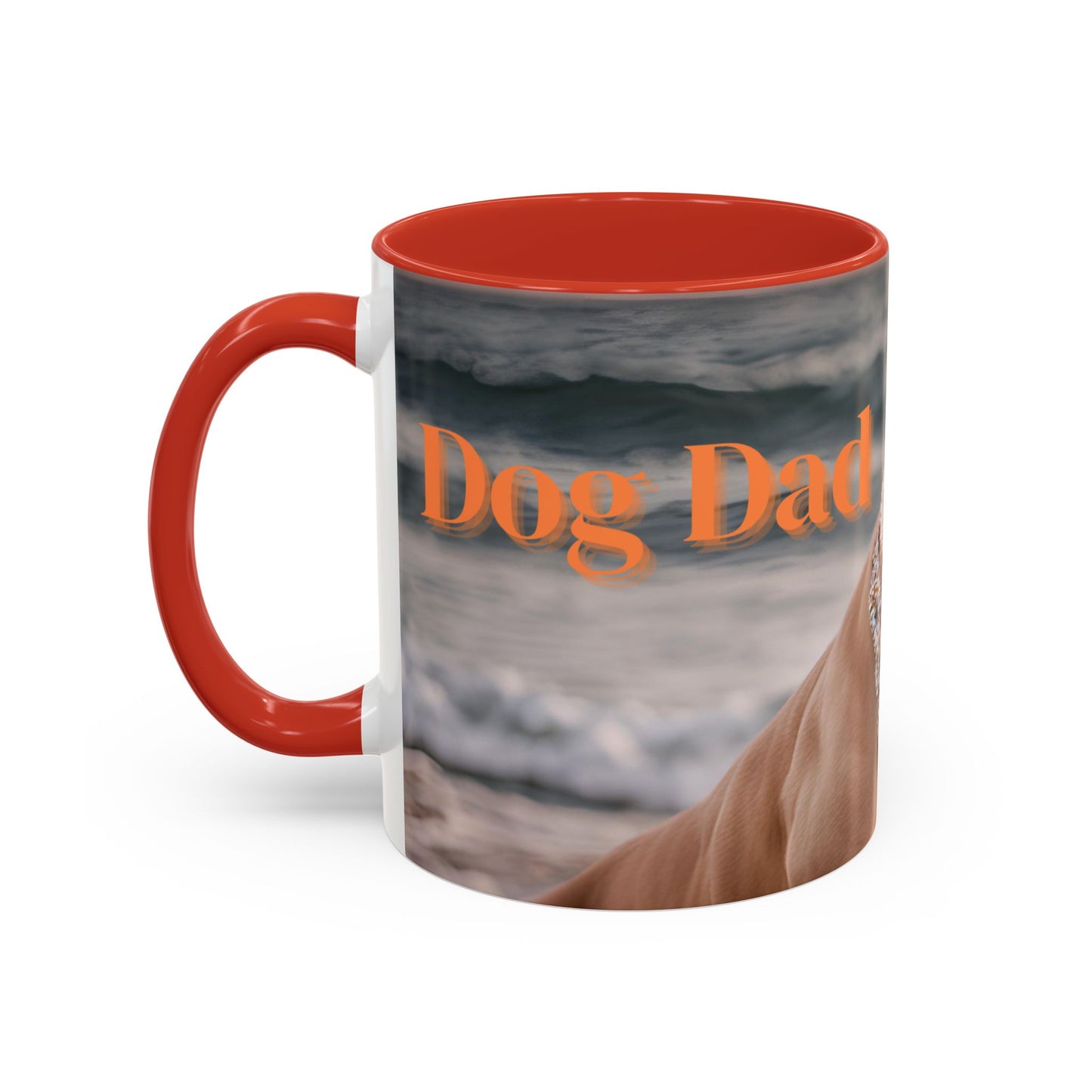 Coffee Mug - Brown Pitbull 'Dog Dad' Beach Design