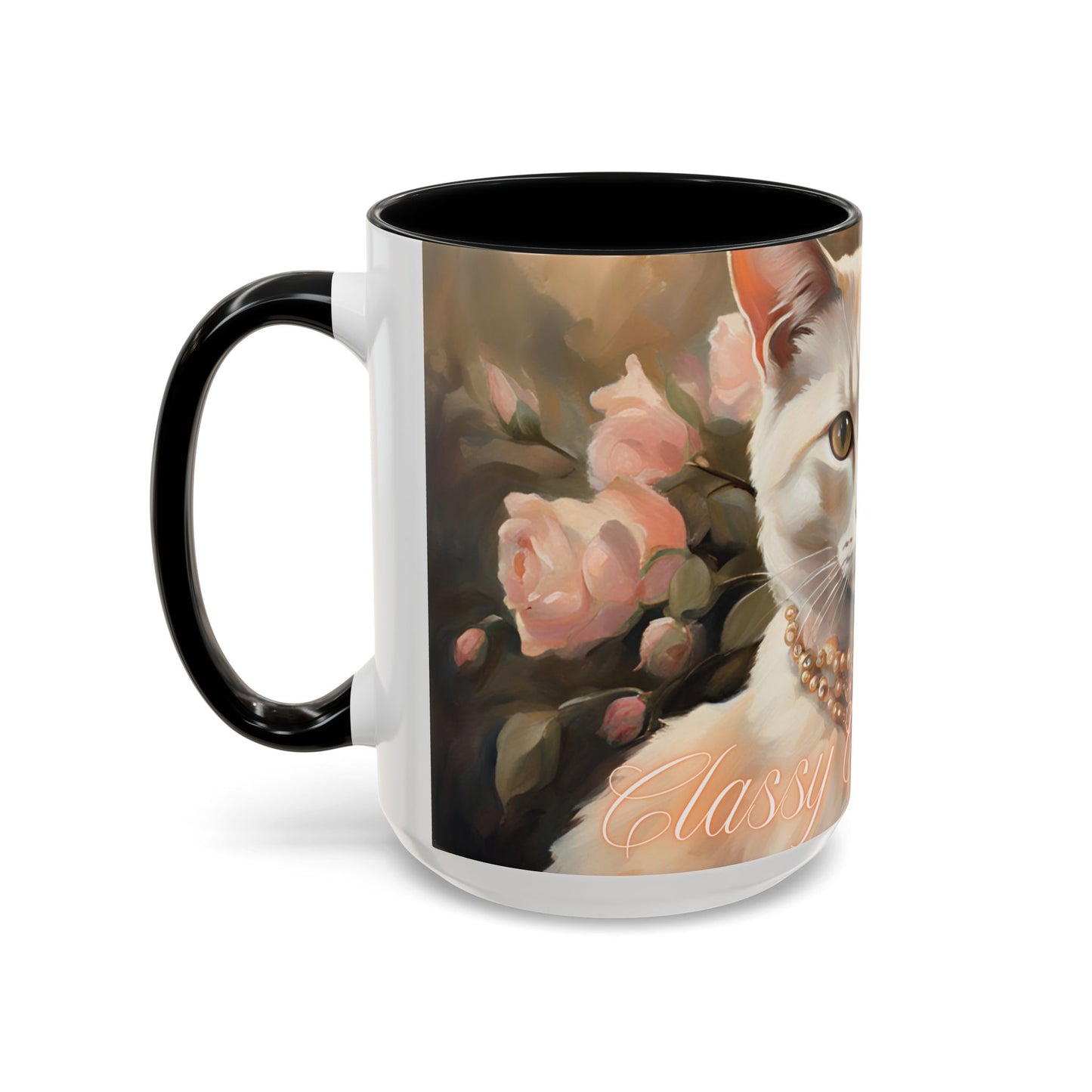 "Classy Cat Mom" Accent Coffee Mug (11, 15oz)