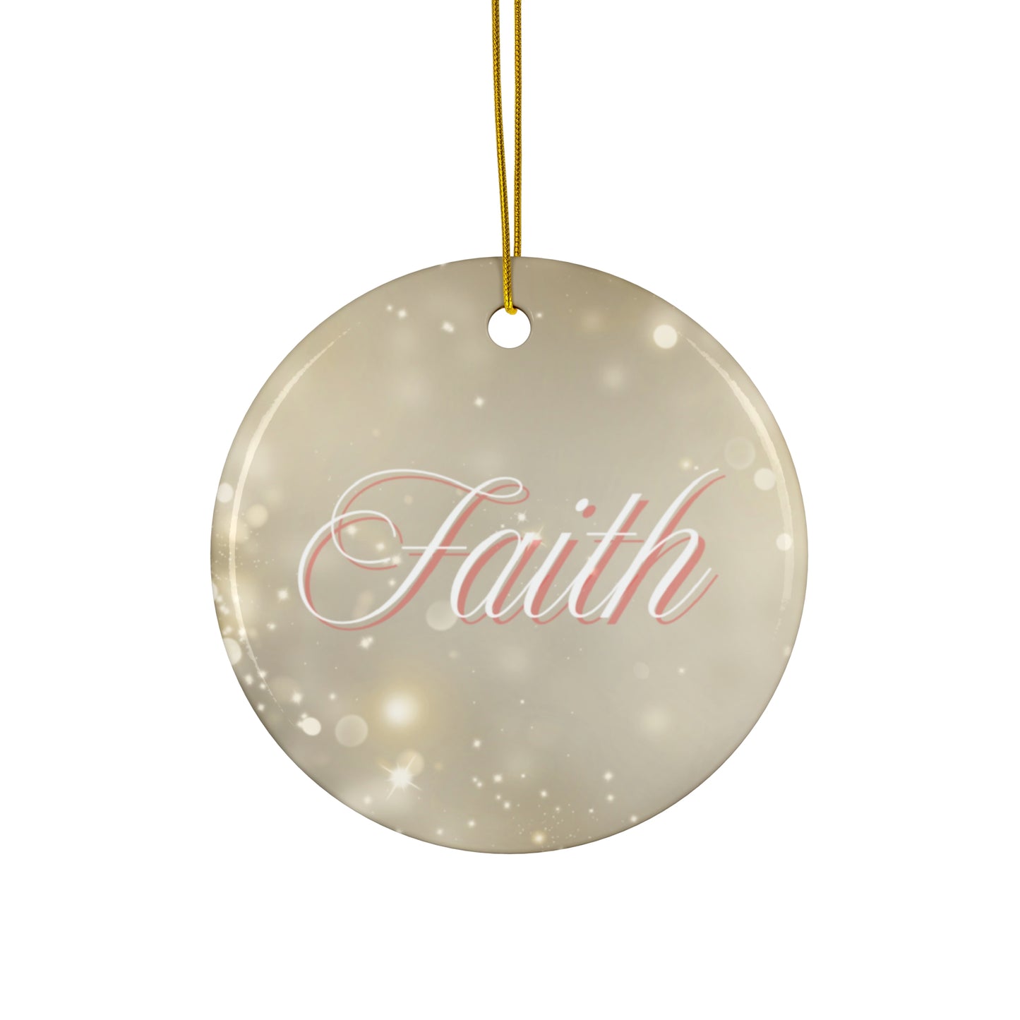 Christmas Ceramic Ornament - Faith with Marble and Gold Dust Background