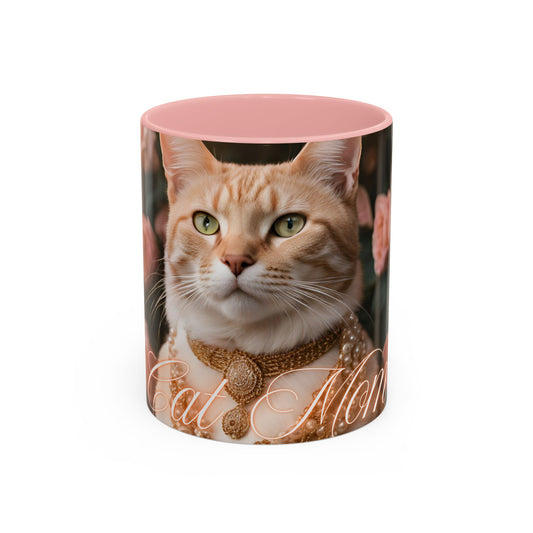 "Cat Mom" Accent Coffee Mug (11, 15oz)