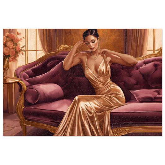 Golden Elegance: A Luxurious Lady in Gold Puzzle (Satin-1000 pcs)