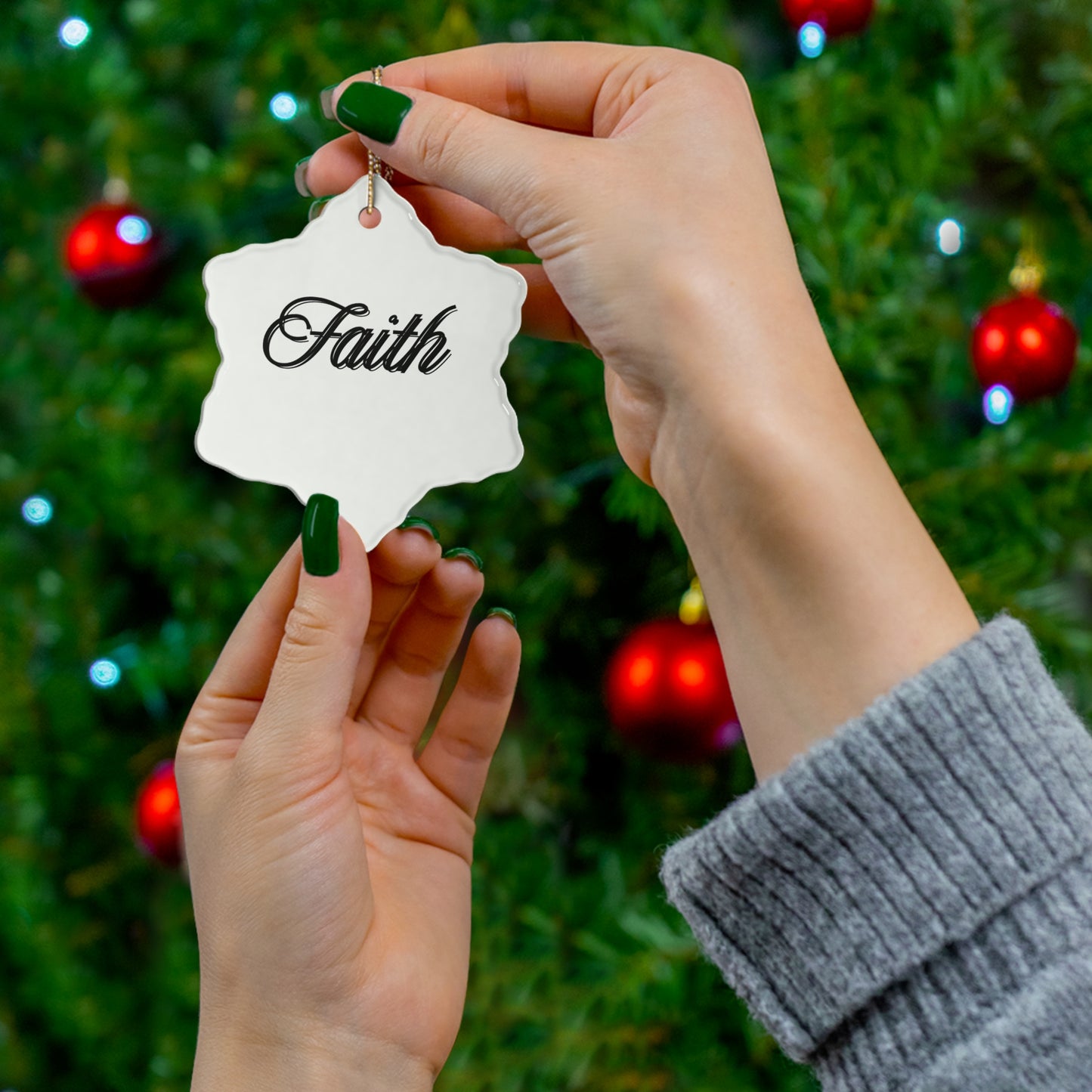 "Faith", Ceramic Ornament, 4 Shapes