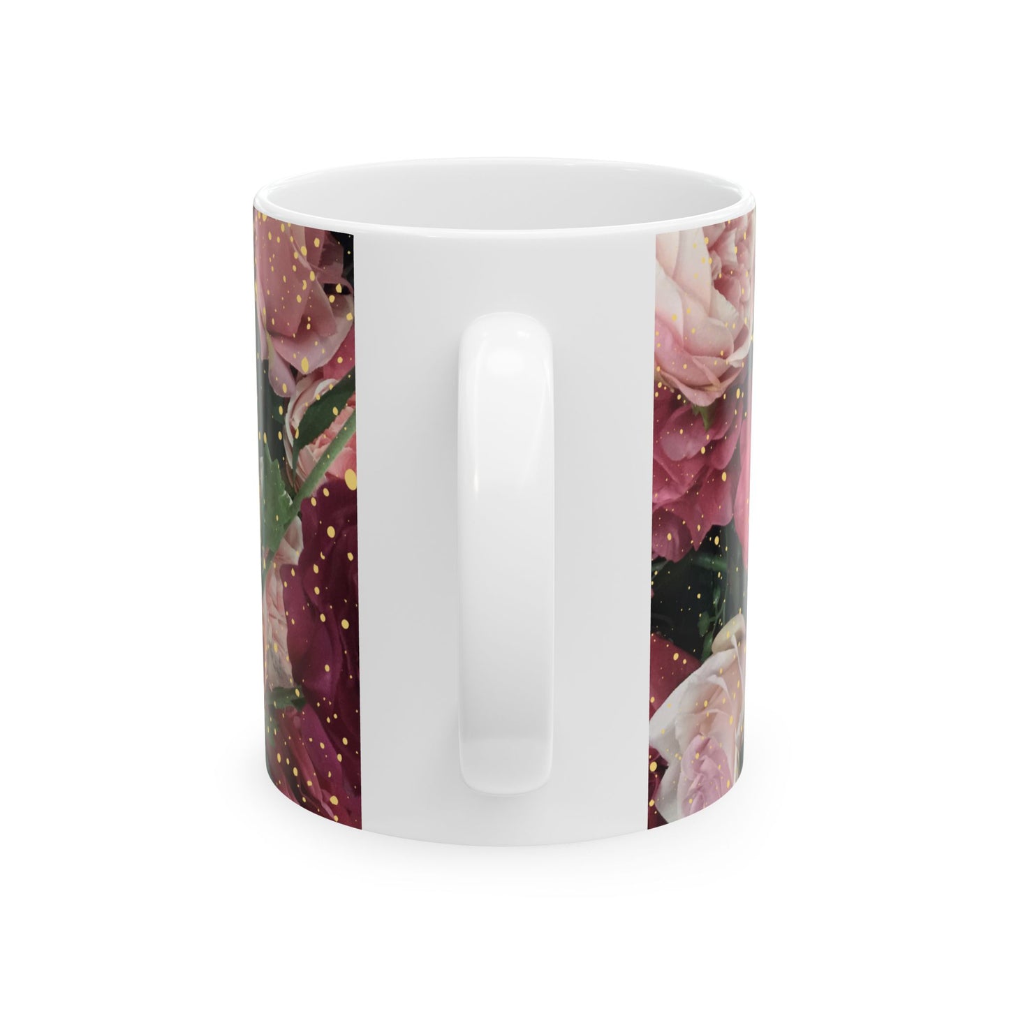 Floral Design with Gold Overlay, Ceramic Mug, (11oz, 15oz)