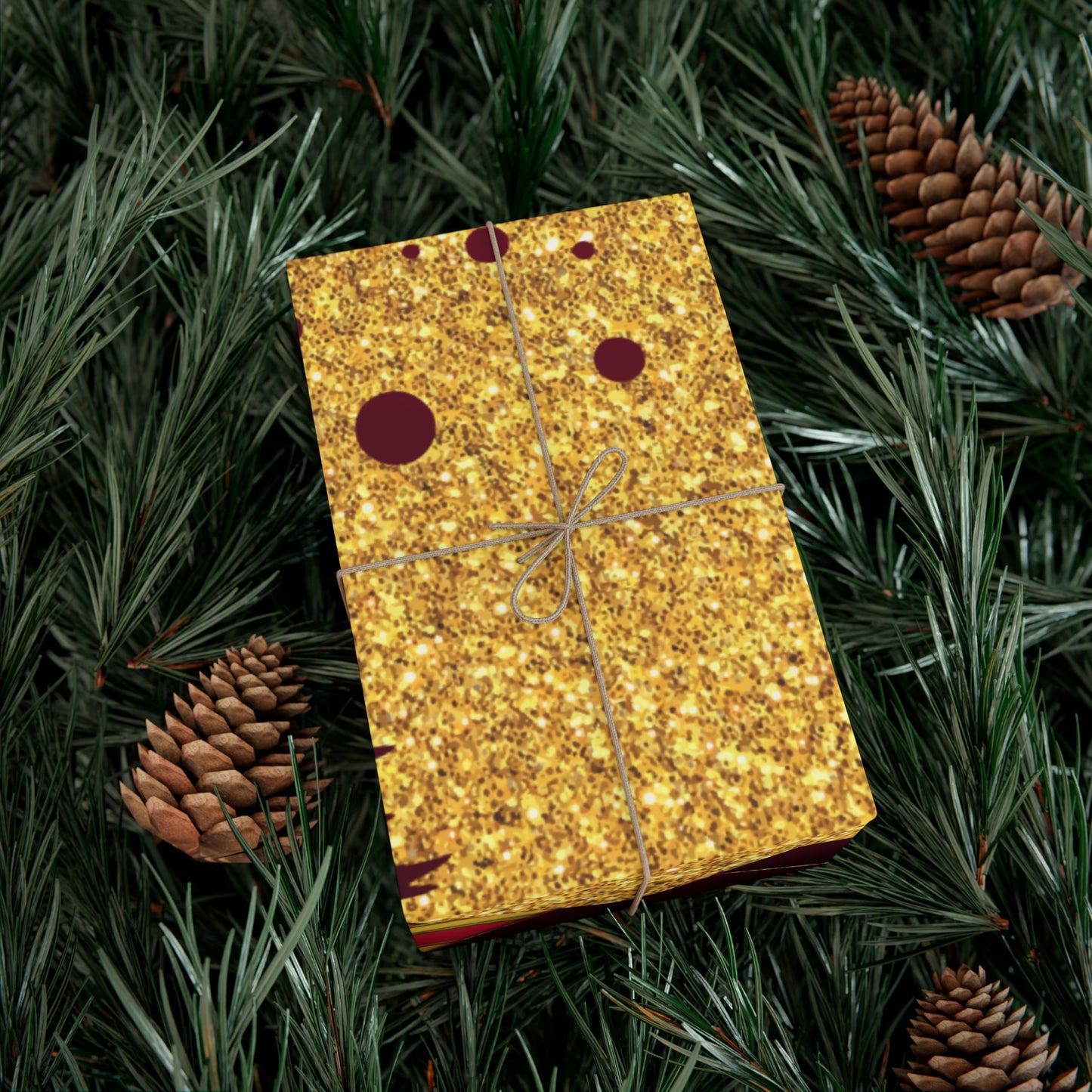 Maroon and Gold Running Deer Gift Wrap