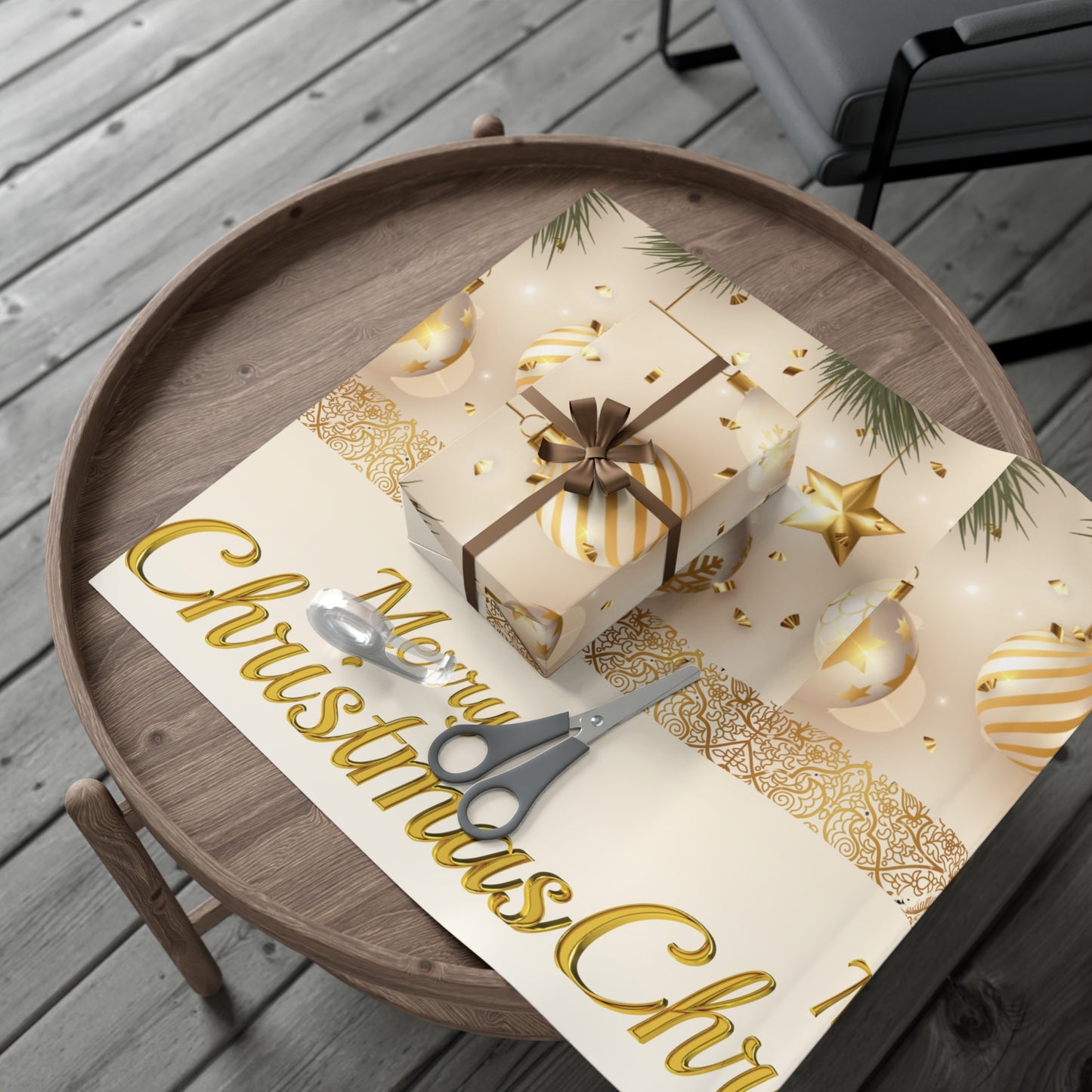 Gold and White Ornaments Gift Wrap Papers