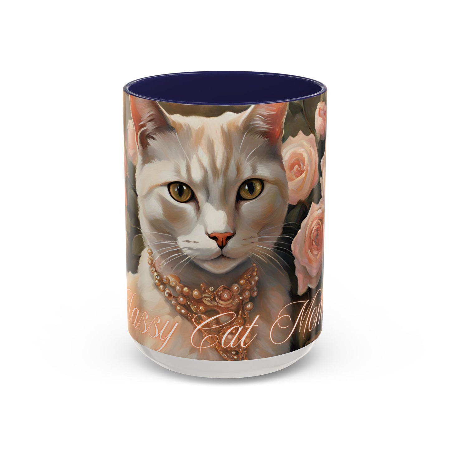 "Classy Cat Mom" Accent Coffee Mug (11, 15oz)