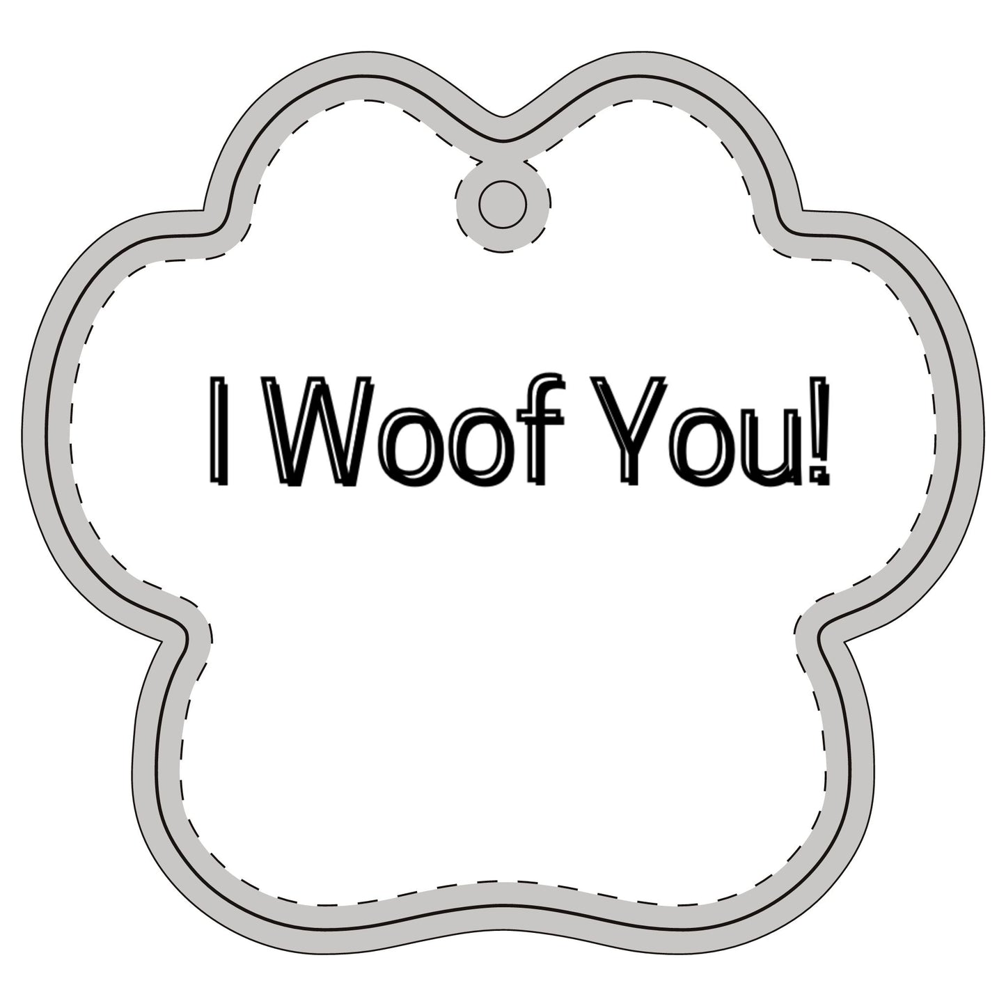 Dog Paw and Dog Bone "I Woof You", Aluminum Ornaments