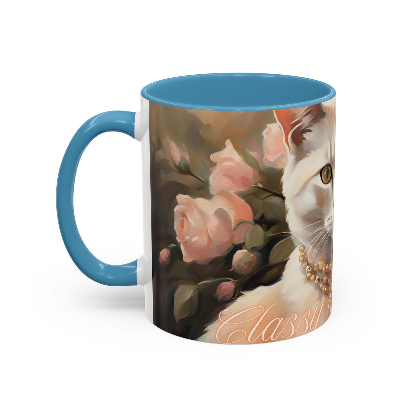 "Classy Cat Mom" Accent Coffee Mug (11, 15oz)