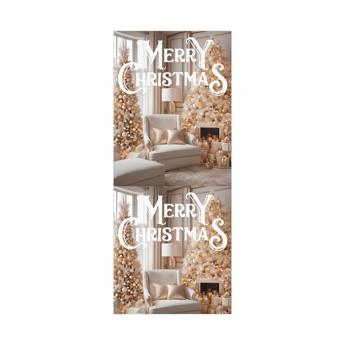 Gold and White Christmas Themed Decor Gift Wrap Papers