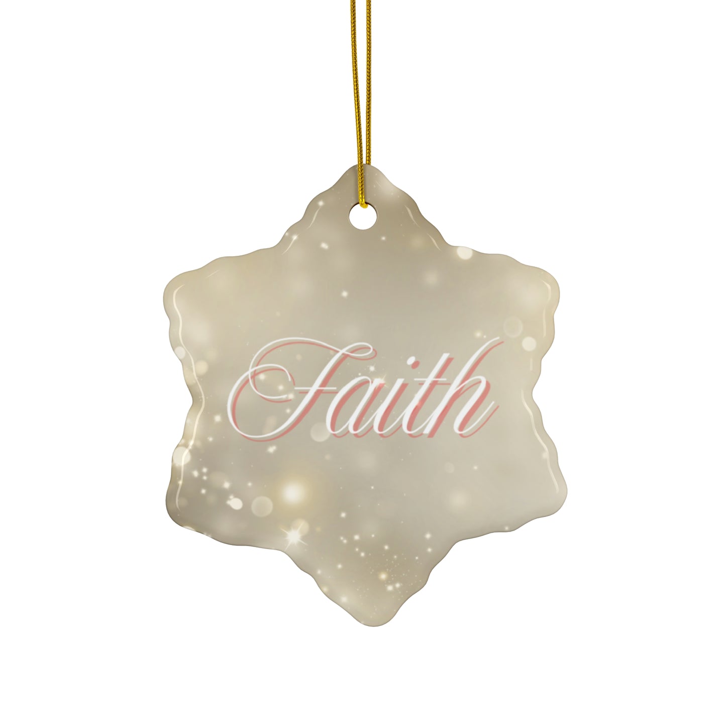 Christmas Ceramic Ornament - Faith with Marble and Gold Dust Background