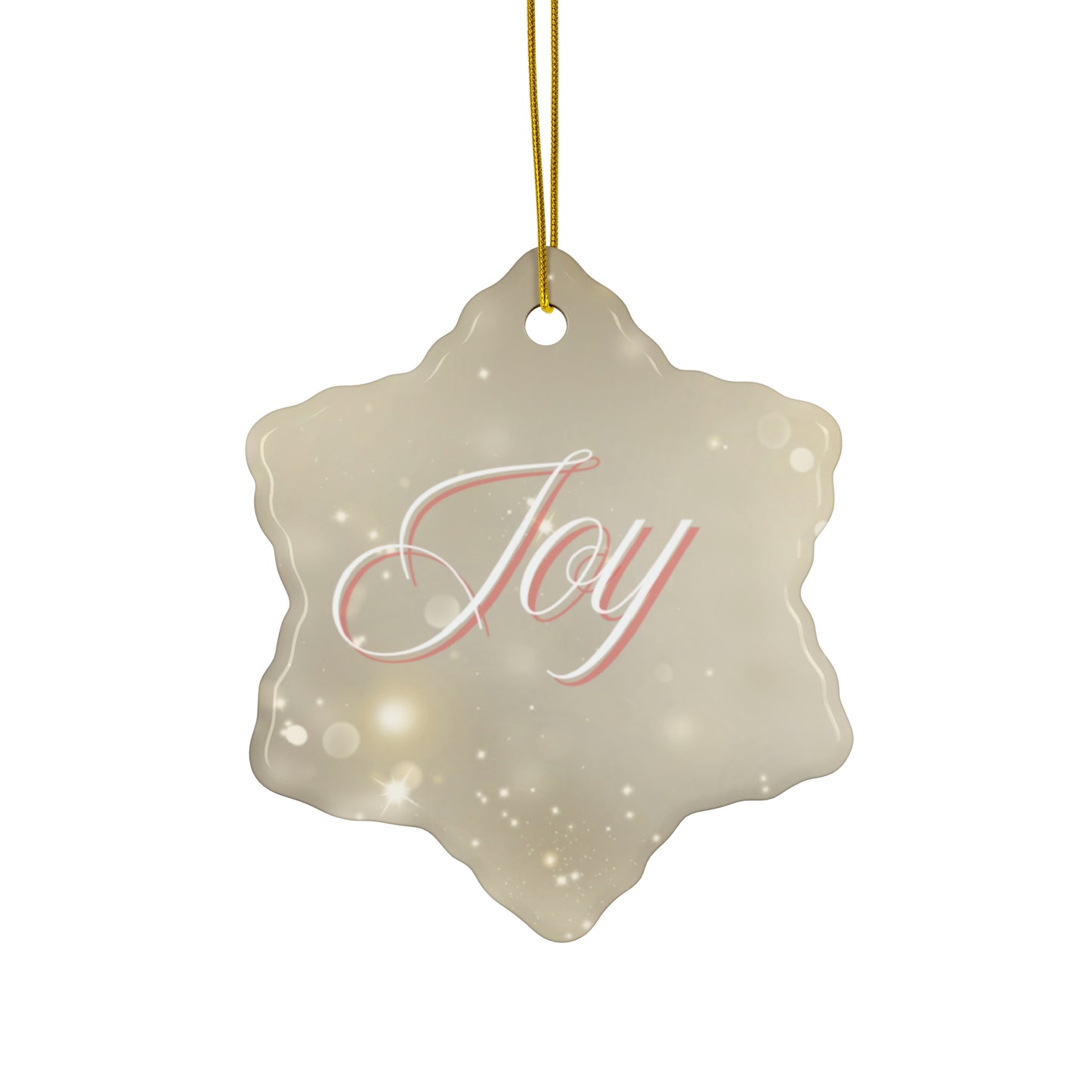 Christmas Ceramic Ornament - Joy with Marble and Gold Dust Background, 4 Shapes